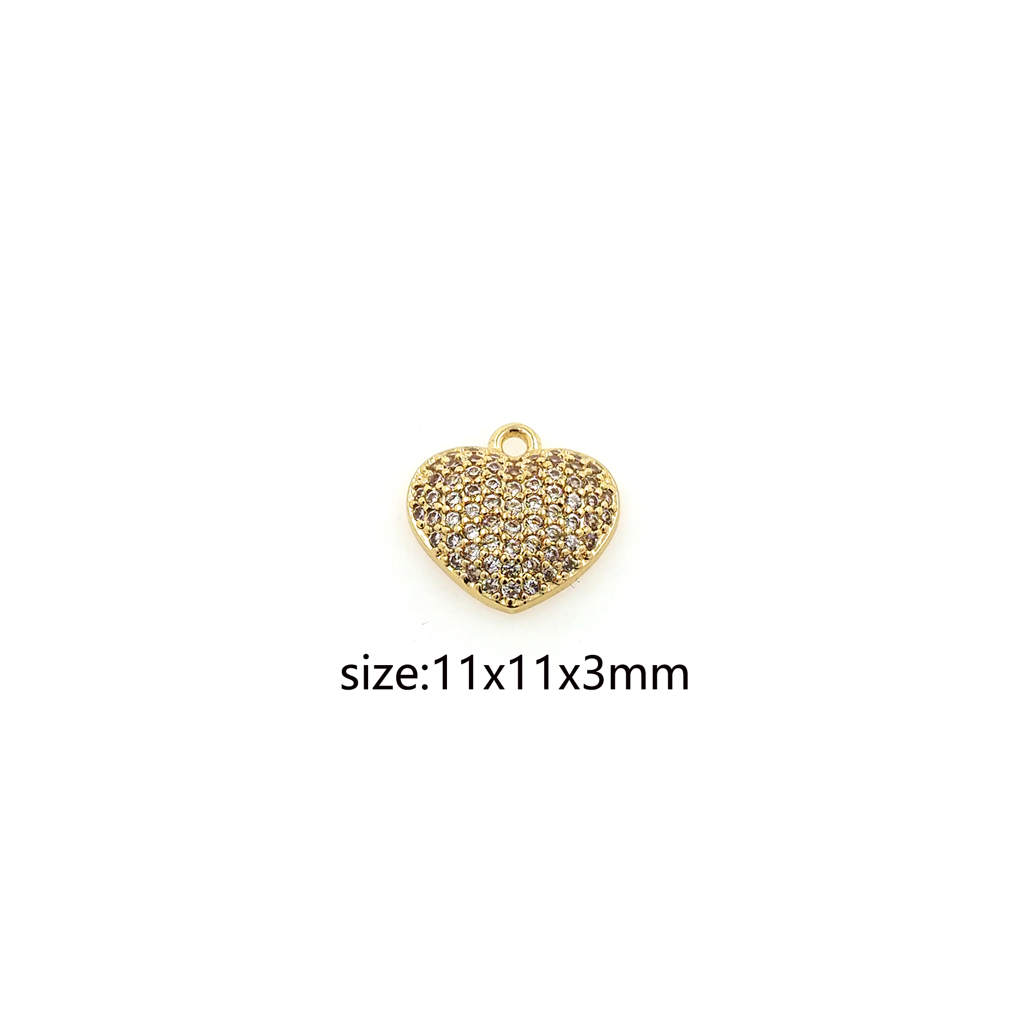 18K Gold Filled Heart Pendant,CZ Micro Pave Heart Charm Earrings Necklace for DIY Jewelry Making Supply