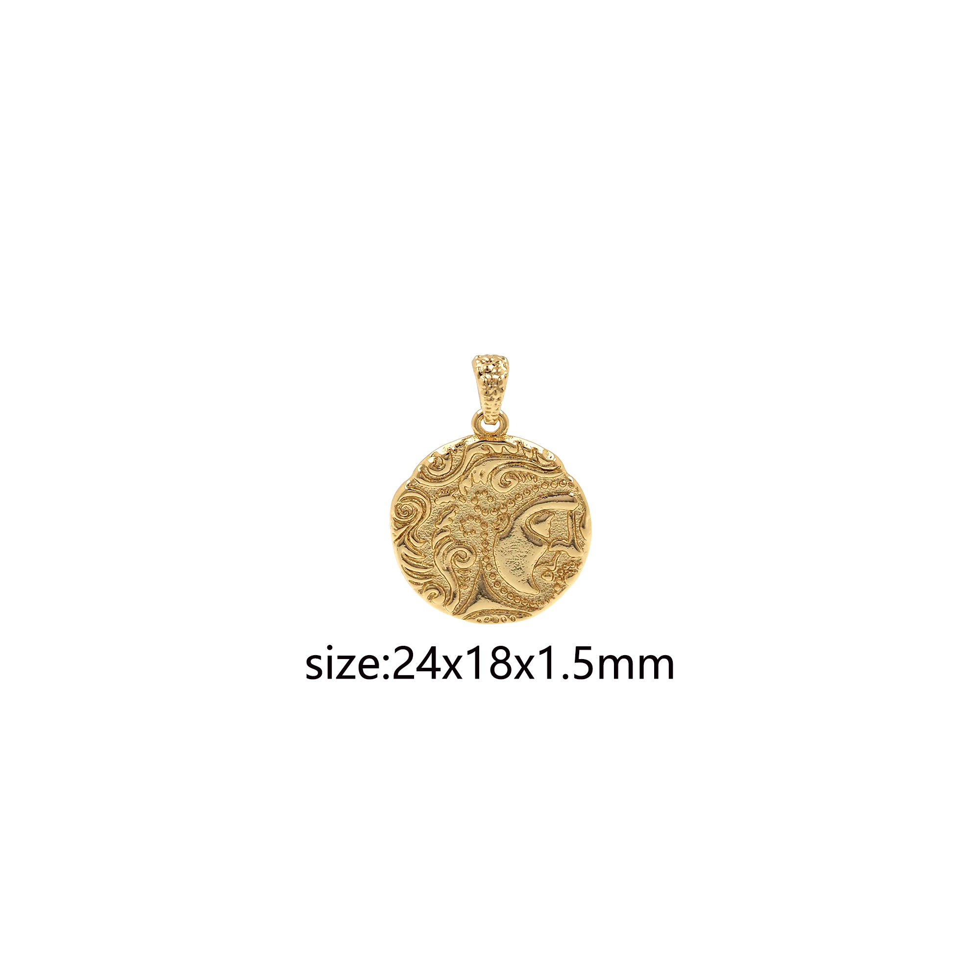 18K Gold Filled Round Pendant,Round Coin Charm Earrings Necklace for DIY Jewelry Making Supply