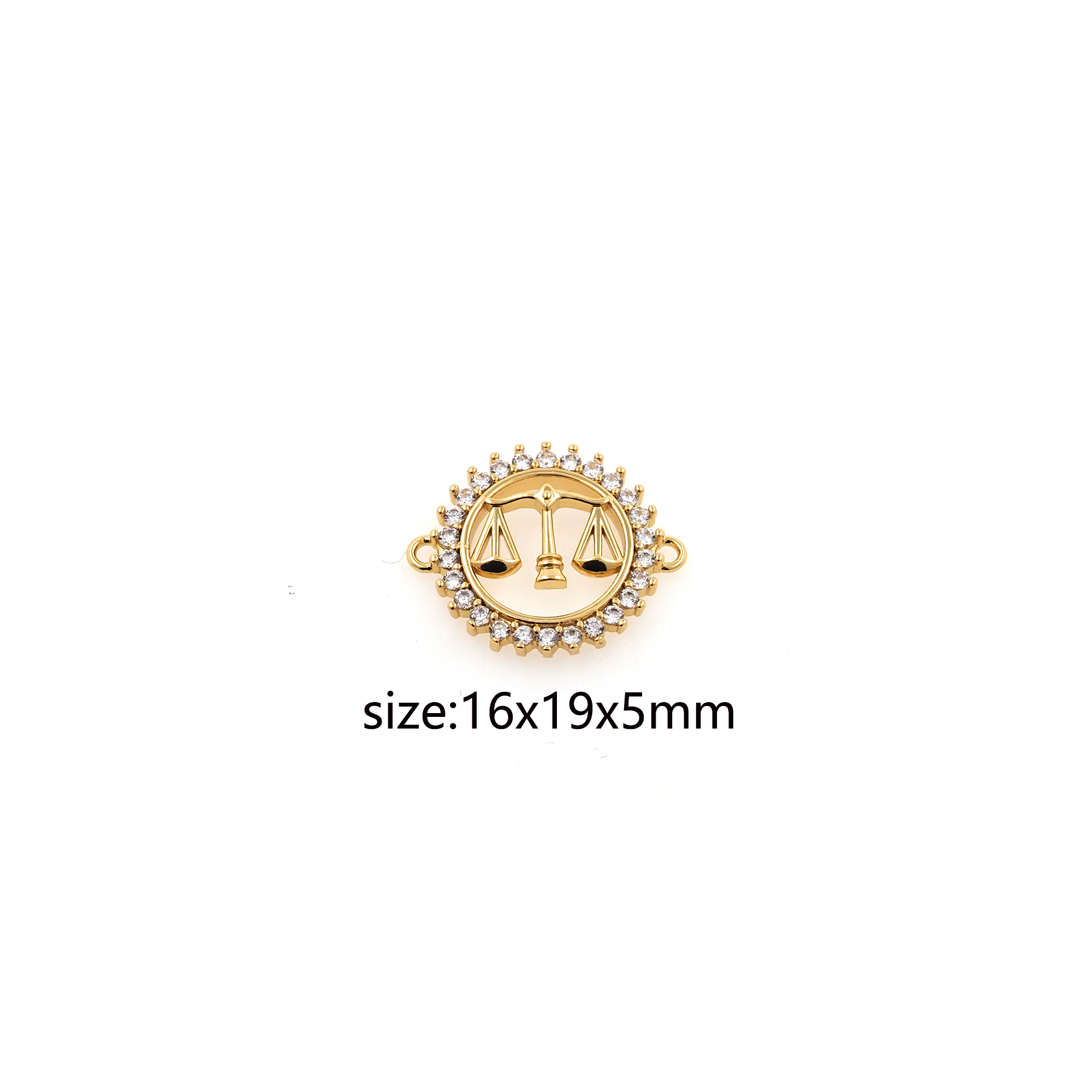 18K Gold Filled Libra Connector,Zodiac Charm,CZ Micro Pave Libra Necklace Bracelet for DIY Jewelry Making Supply