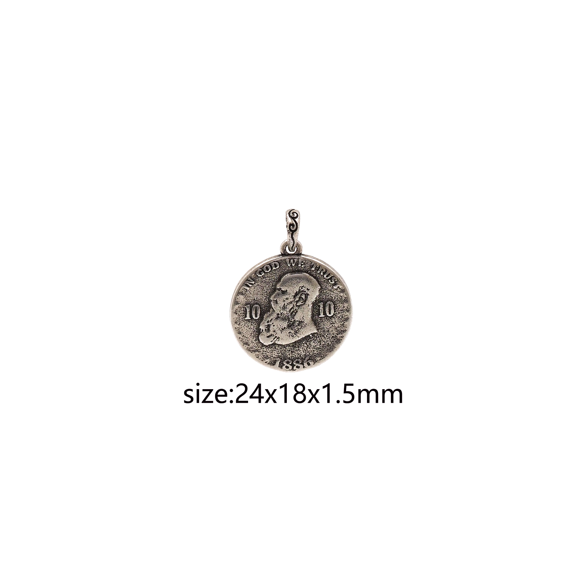 Ancient Silver Coin Pendant,Dainty Coin Charm Earrings Necklace for DIY Jewelry Making Supply