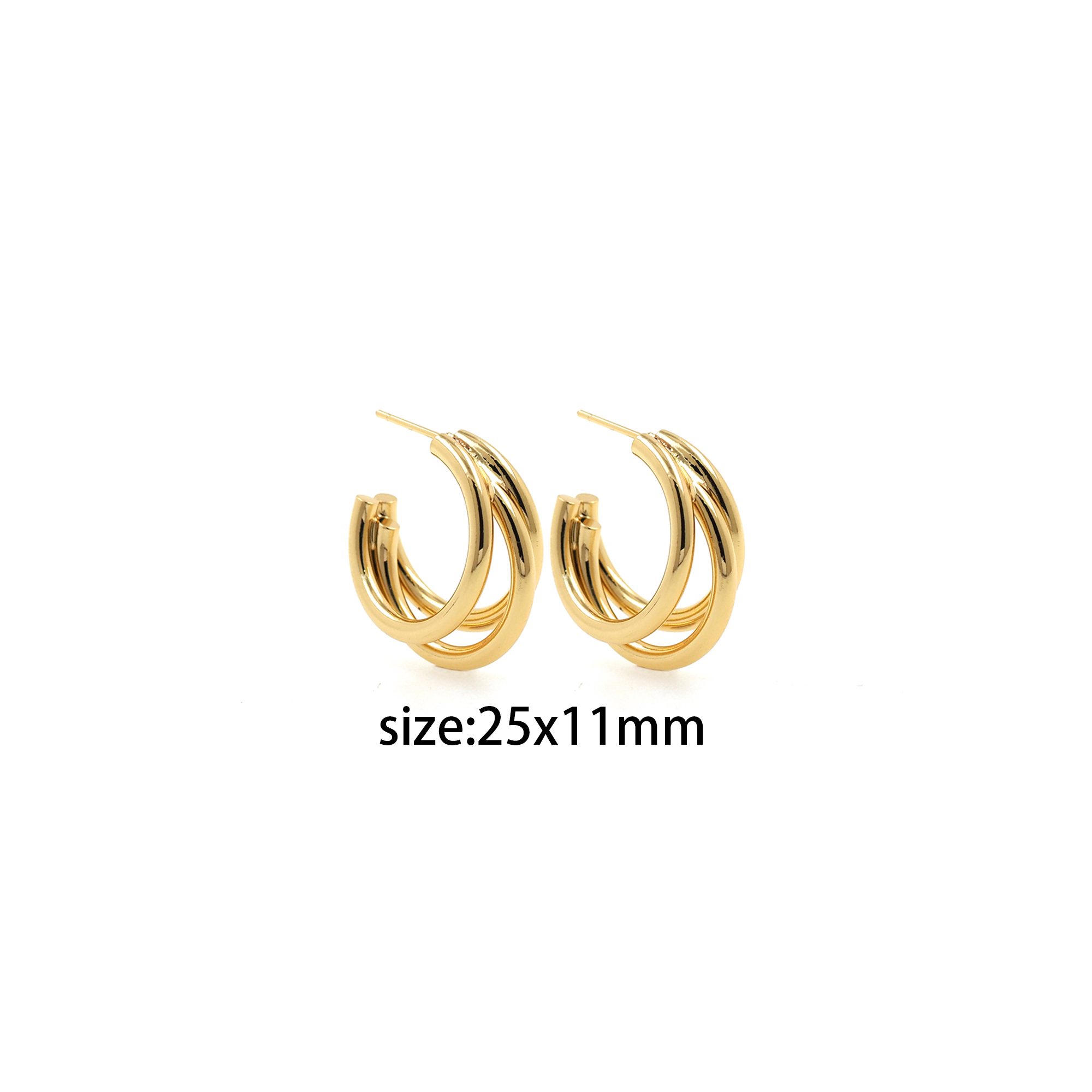 18K Gold Filled Triple Hoops Earrings,Dainty Hoops,Gold Huggies Hoop Earrings,Minimalist Earrings