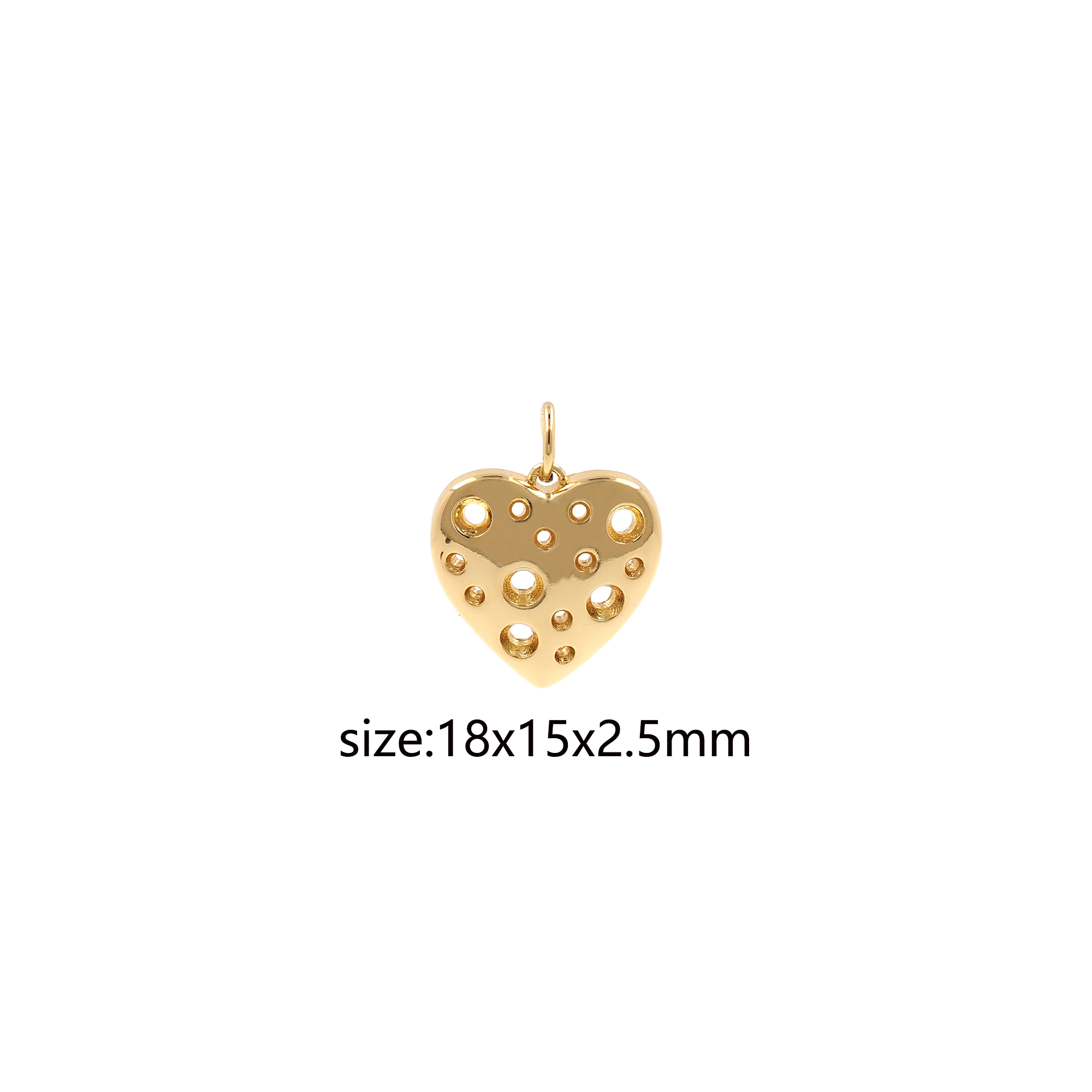 18K Gold Filled Heart Pendant,Tiny Heart Charm Earrings Necklace for DIY Jewelry Making Supply