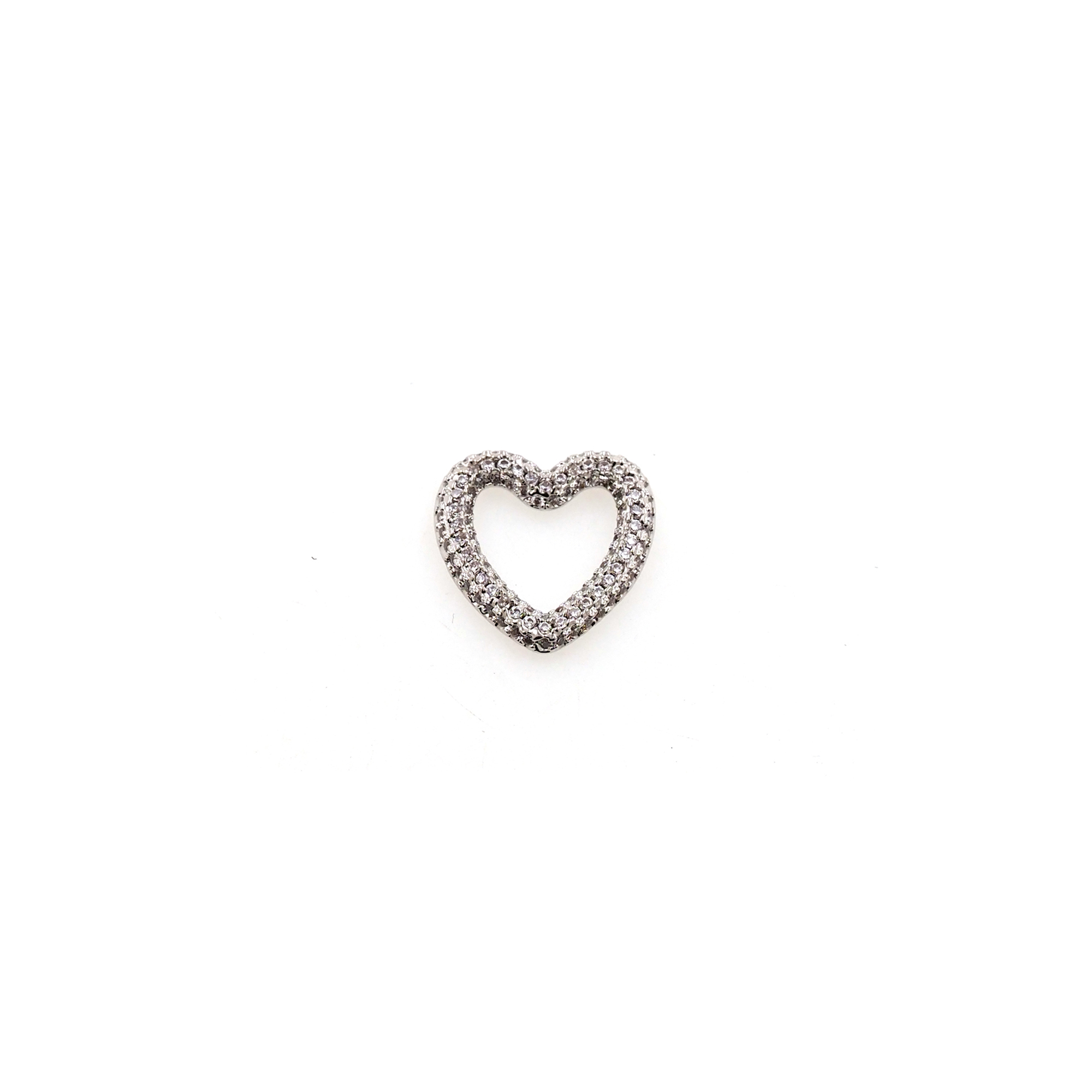 18K Gold Filled Heart Pendant,CZ Micro Pave Heart Charm Earrings Necklace for DIY Jewelry Making Supply