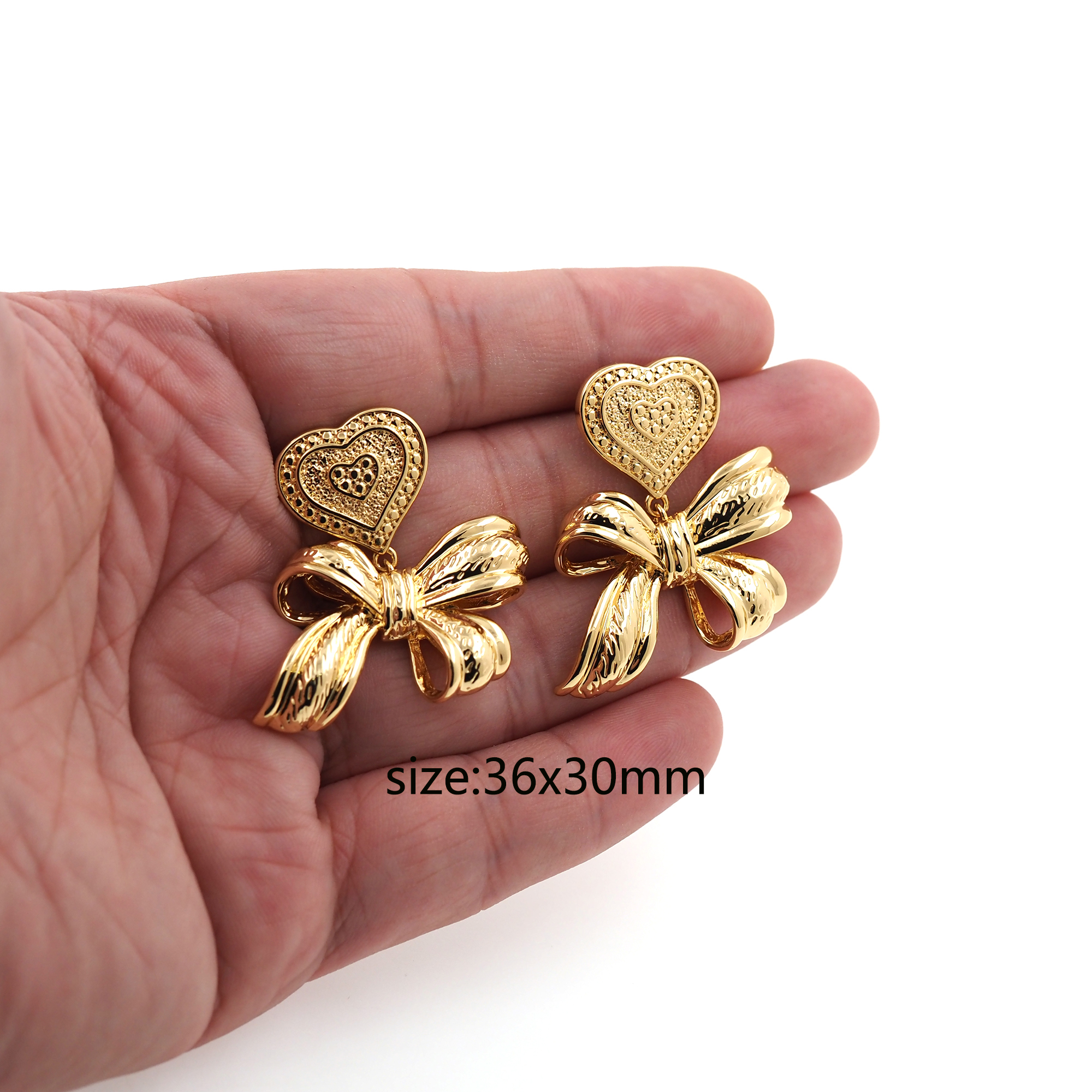 18K Gold Filled Bow Stud Earrings,Dangle Earring,Heart Bow Earrings,Dainty Earrings,Minimalist Earring,Gift for Wife