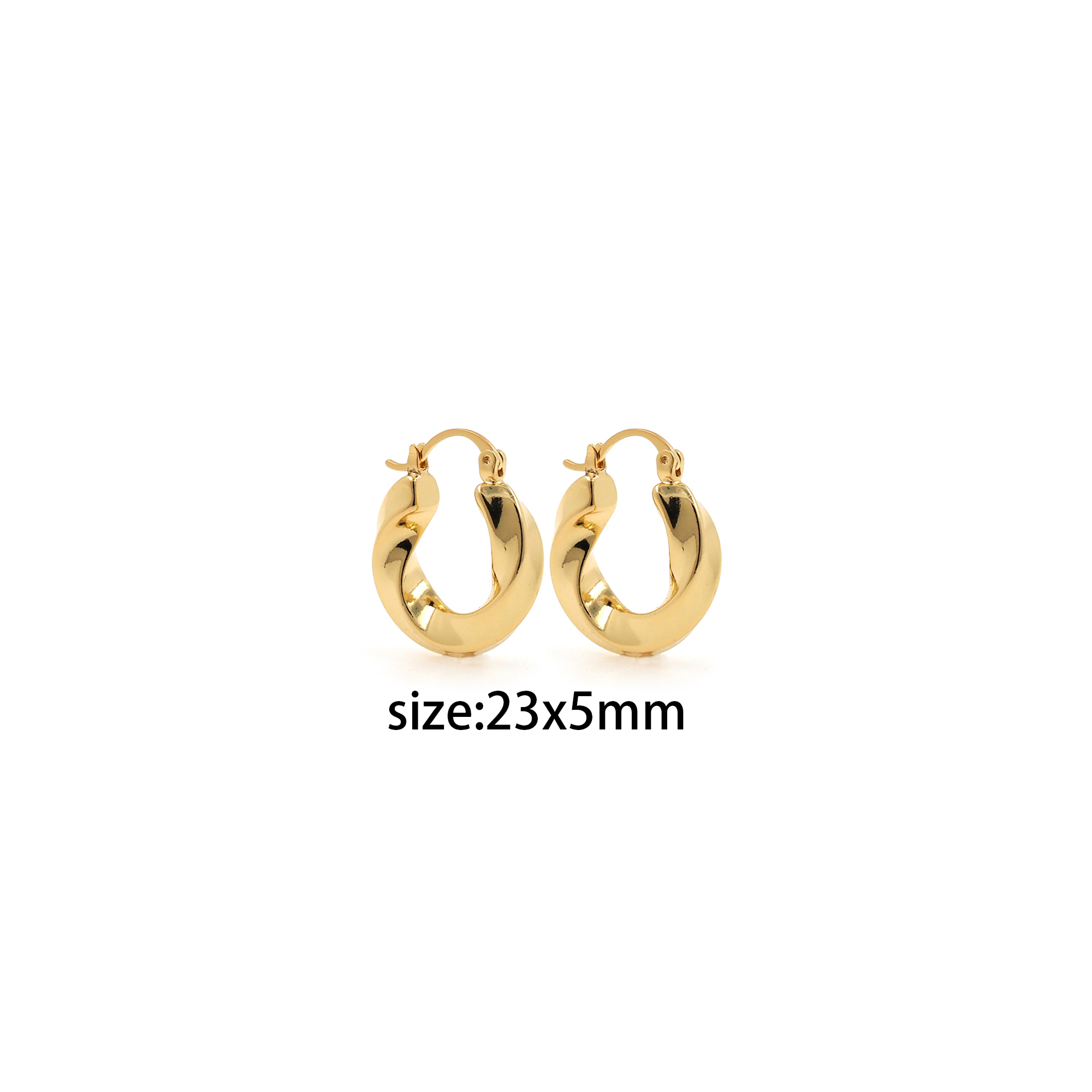 18K Gold Filled Thick Hoop Earrings,Dainty Round Earrings,Twisted Hoops,Gold Hoops Huggie,Minimalist Earrings