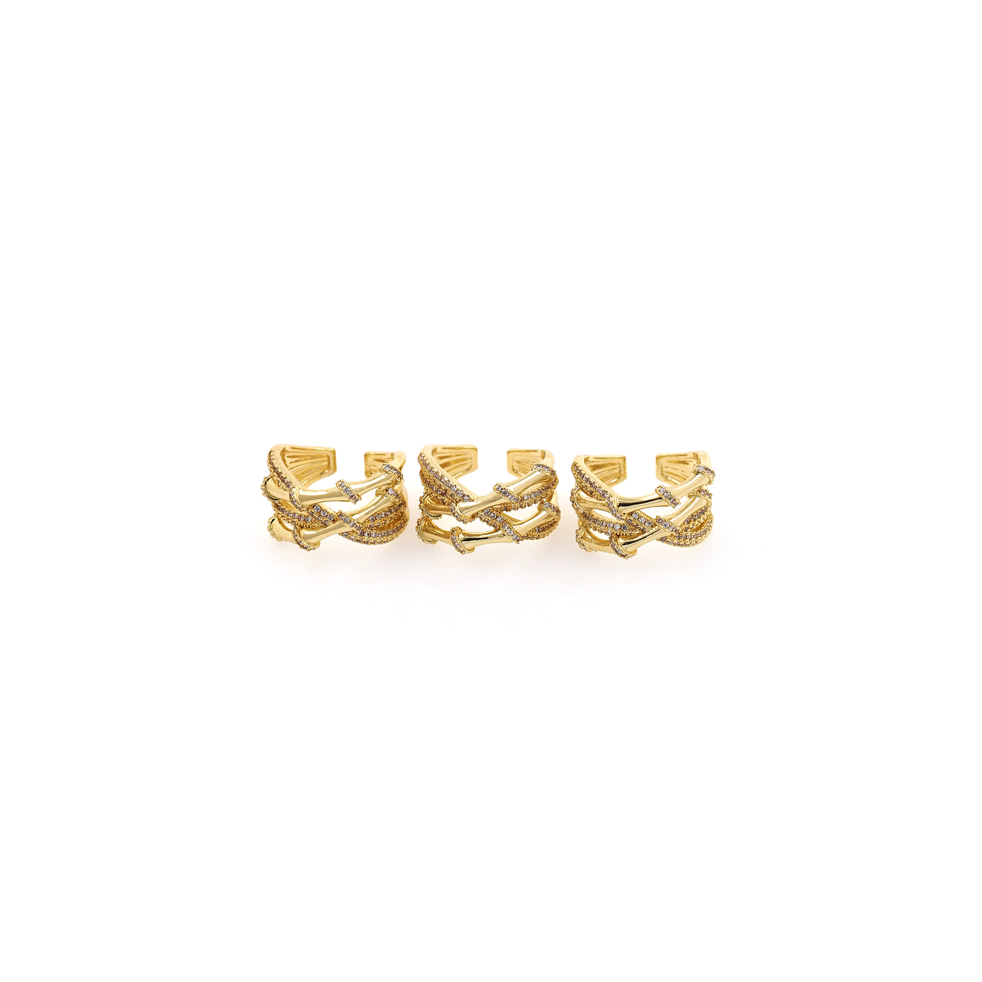18K Gold Filled Bamboo Rings,CZ Rings,Adjustable Ring,Minimalist Ring,Open Ring,Gift for Her