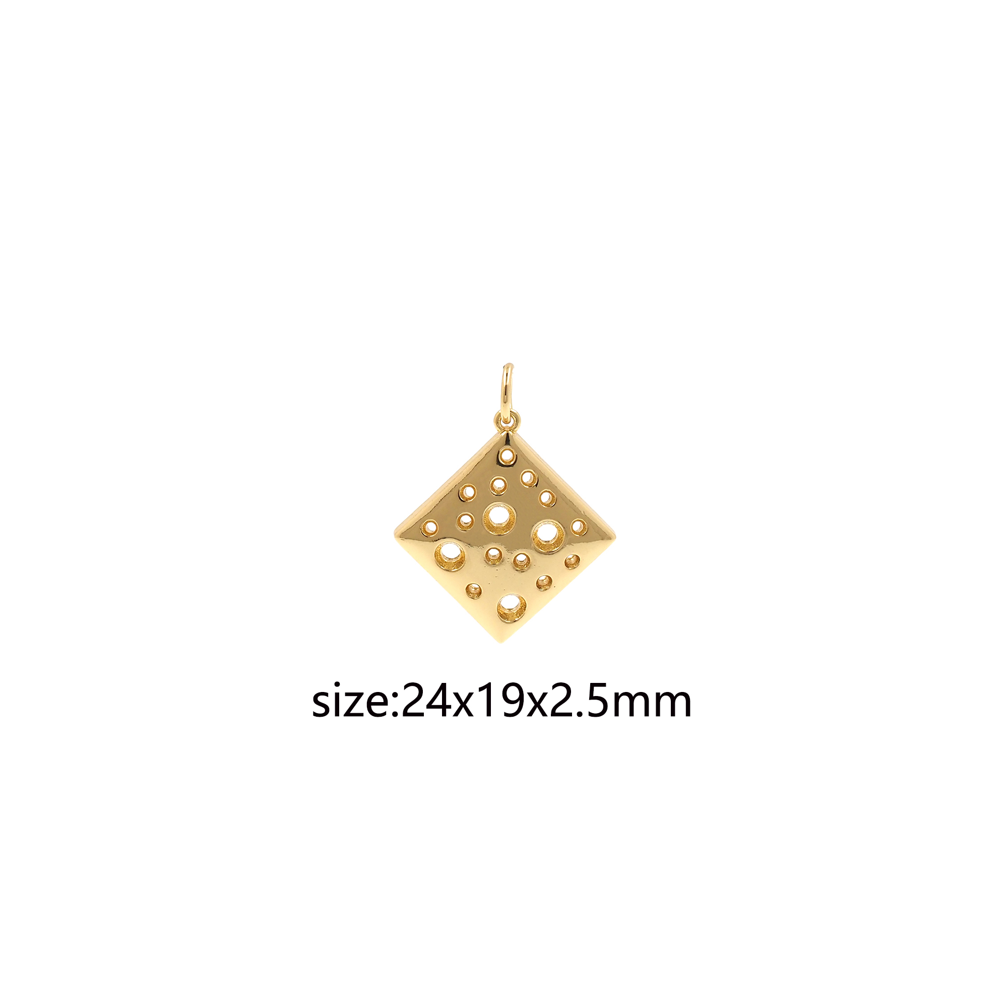 18K Gold Filled Square Pendant,Dainty Square Charm Earrings Necklace for DIY Jewelry Making Supply