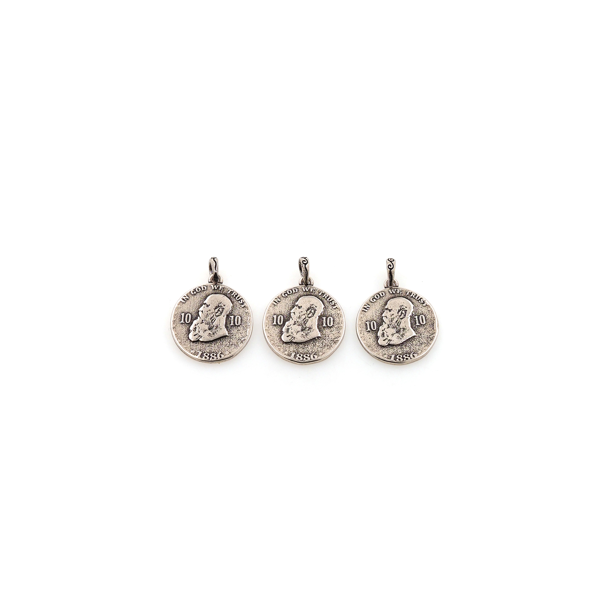 Ancient Silver Coin Pendant,Dainty Coin Charm Earrings Necklace for DIY Jewelry Making Supply
