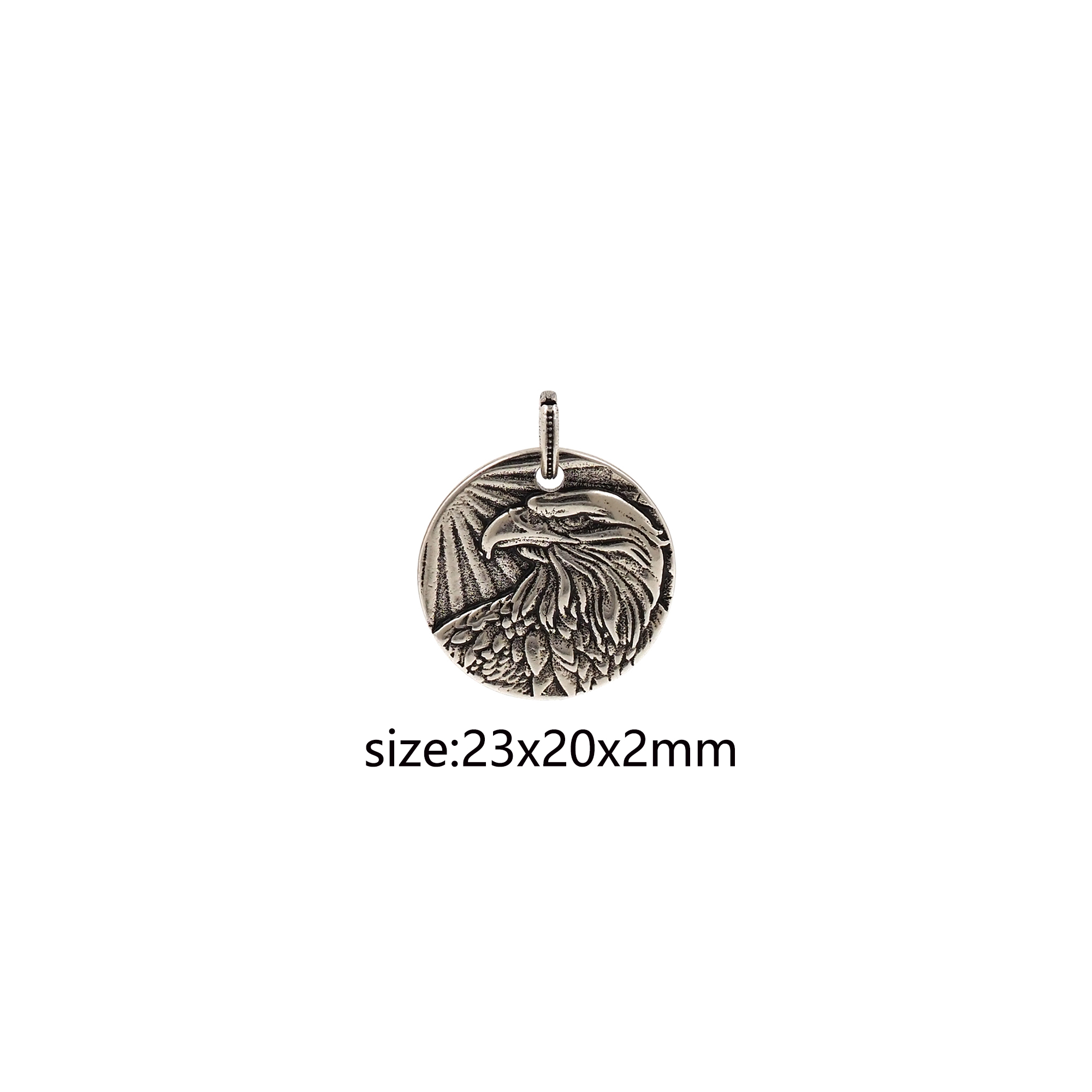 Ancient Silver Eagle Pendant,Round Eagle Charm Earrings Necklace for DIY Jewelry Making Supply