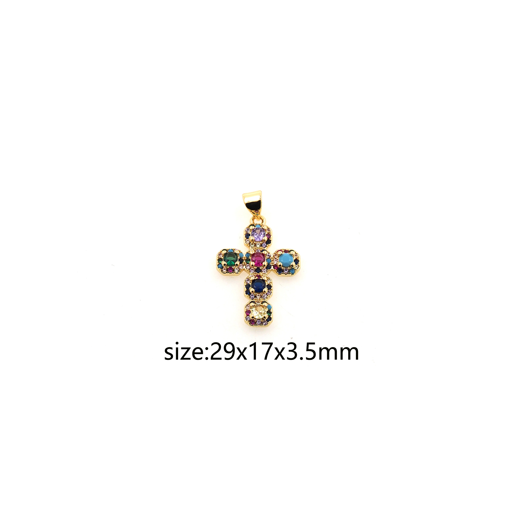 18K Gold Filled Cross Pendant,CZ Micro Pave Religious Charm Earrings Necklace for DIY Jewelry Making Supply