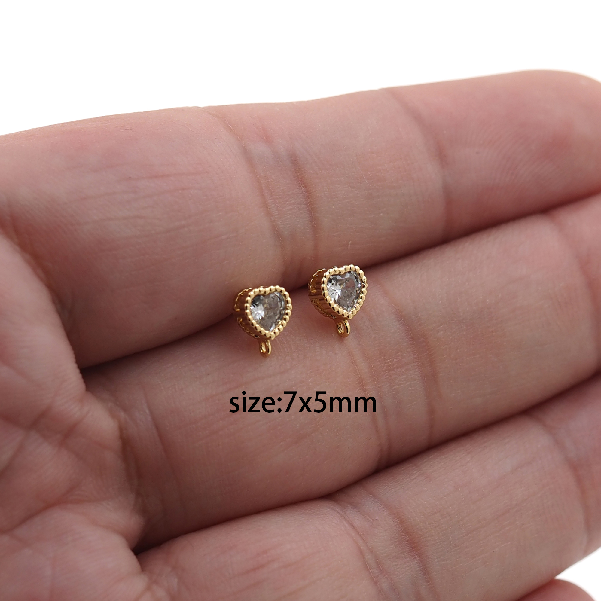 18K Gold Filled Heart Stud Earrings,Dainty Earrings,Minimalist Earring,DIY Jewelry Making Supply