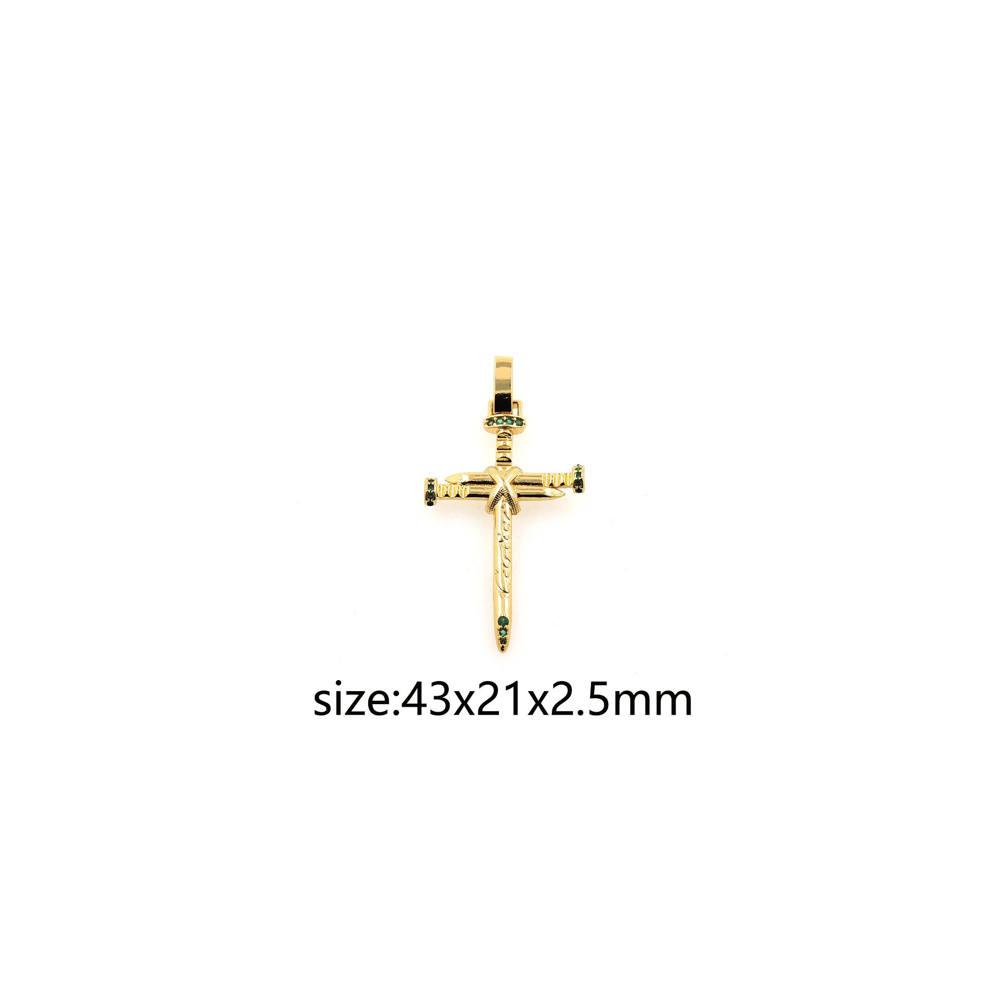 18K Gold Filled Cross Pendant,CZ Micro Pave Religious Charm Earrings Necklace for DIY Jewelry Making Supply