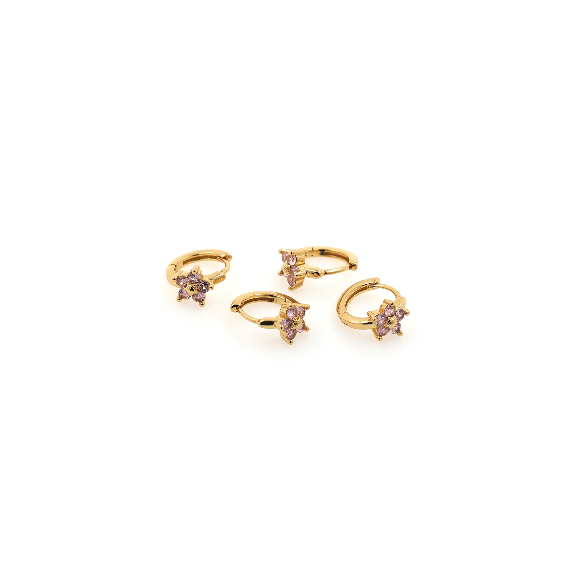 CZ Micro Pave Floral Hoop Earrings,18K Gold Filled Flower Hoops,Minimalist Earrings,Gold Hoops
