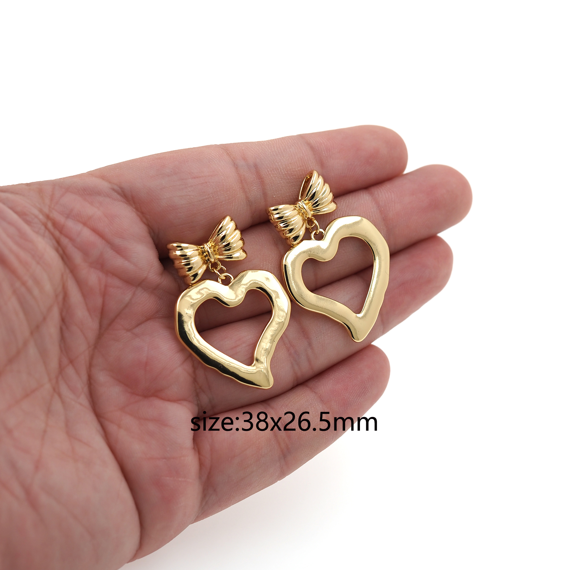 18K Gold Filled Bow Stud Earrings,Dangle Earring,Heart Bow Earrings,Dainty Earrings,Minimalist Earring,Gift for Wife