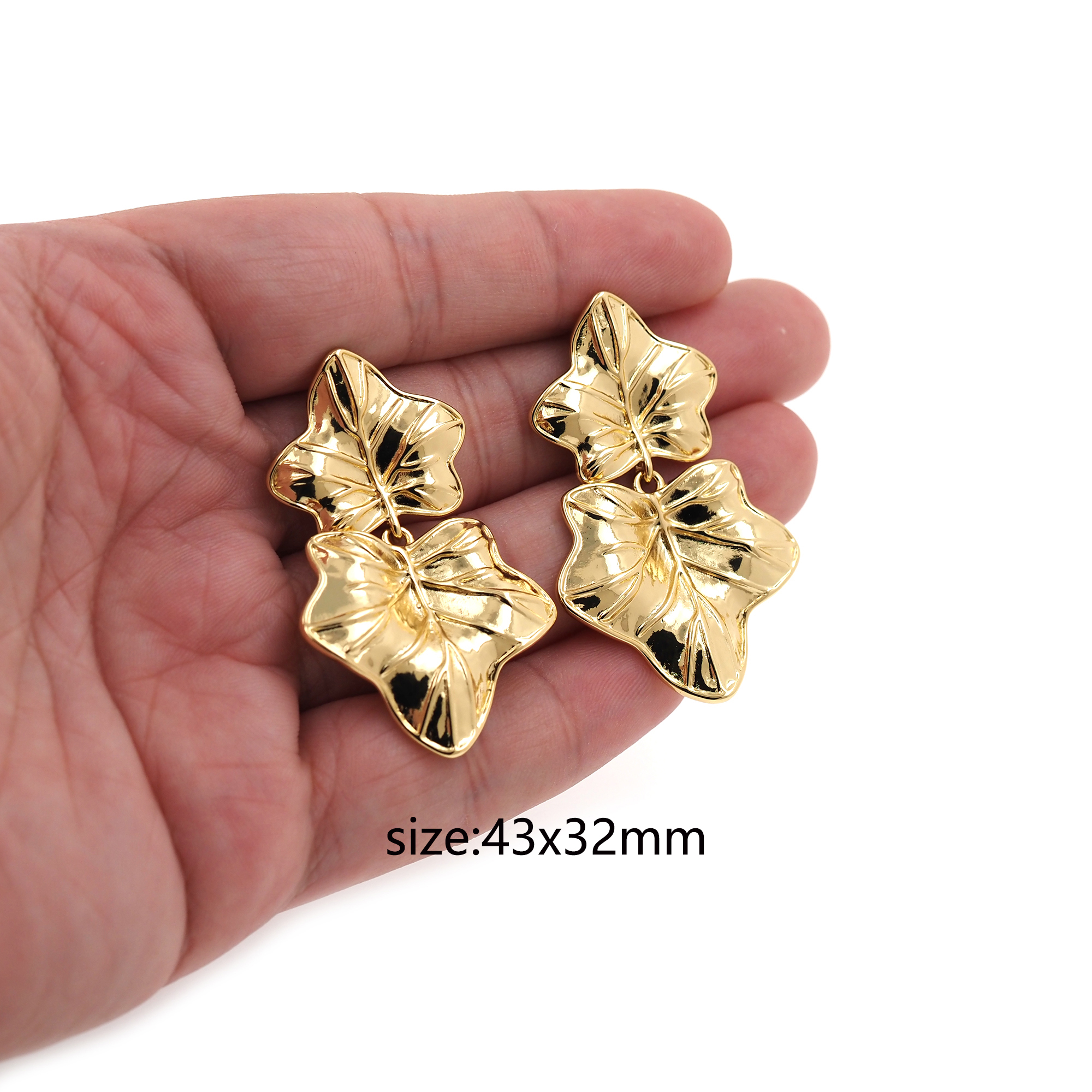 18K Gold Filled Lotus Leaf Stud Earrings,Dangle Leaf Earrings,Dainty Earrings,Minimalist Earring,Gift for Wife