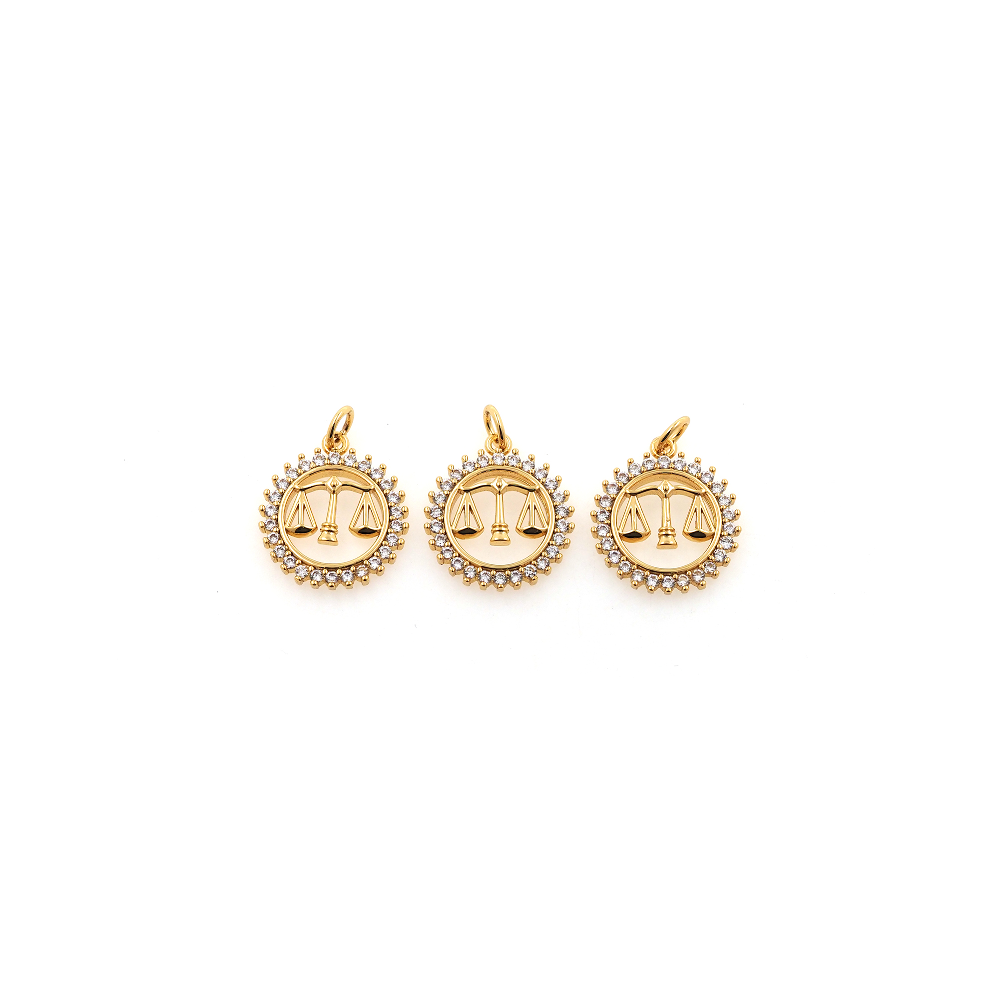 18K Gold Filled Libra Connector,Zodiac Charm,CZ Micro Pave Libra Earrings Necklace for DIY Jewelry Making Supply