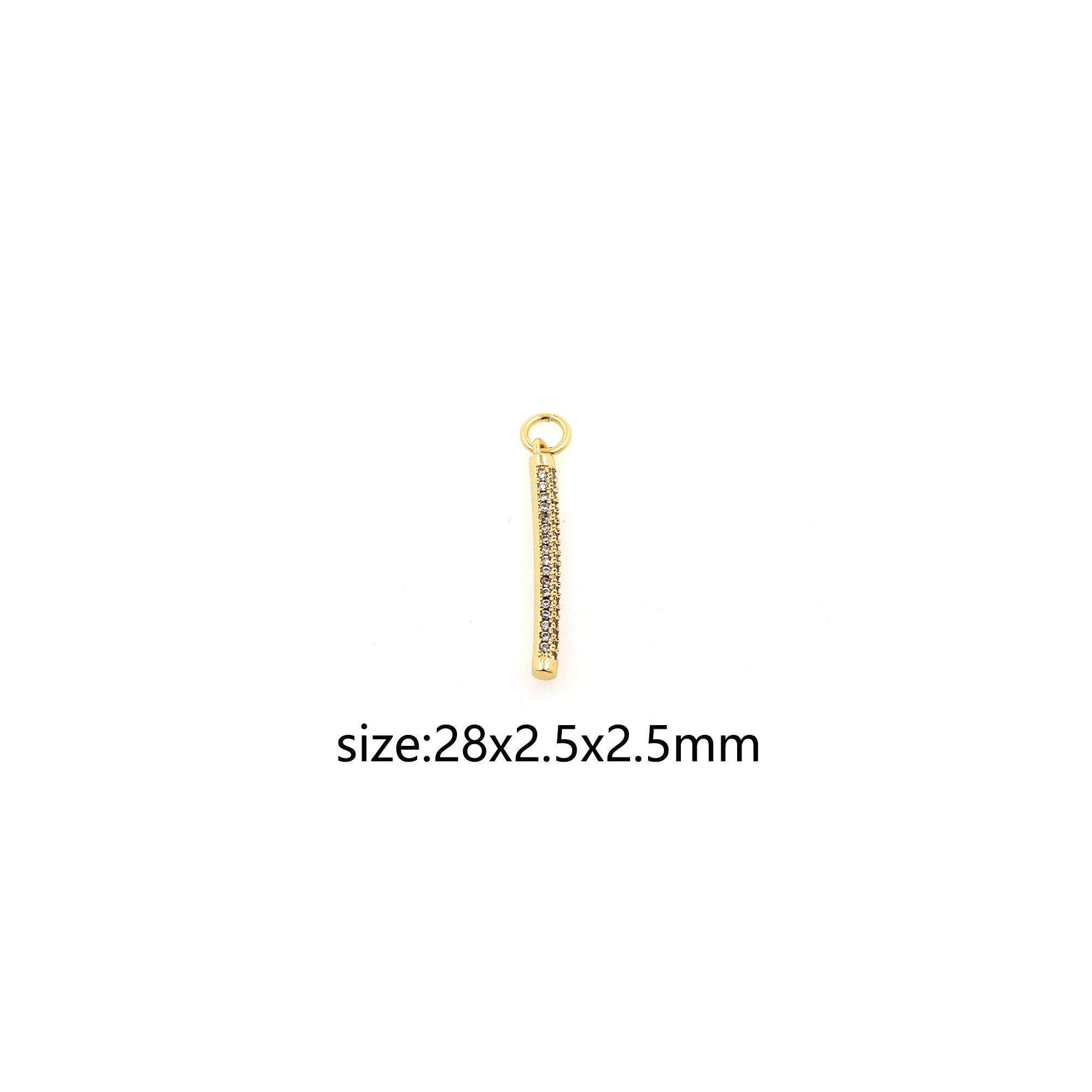 18K Gold Filled Stick Pendant,CZ Micro Pave Bar Charm Earrings Necklace for DIY Jewelry Making Supply