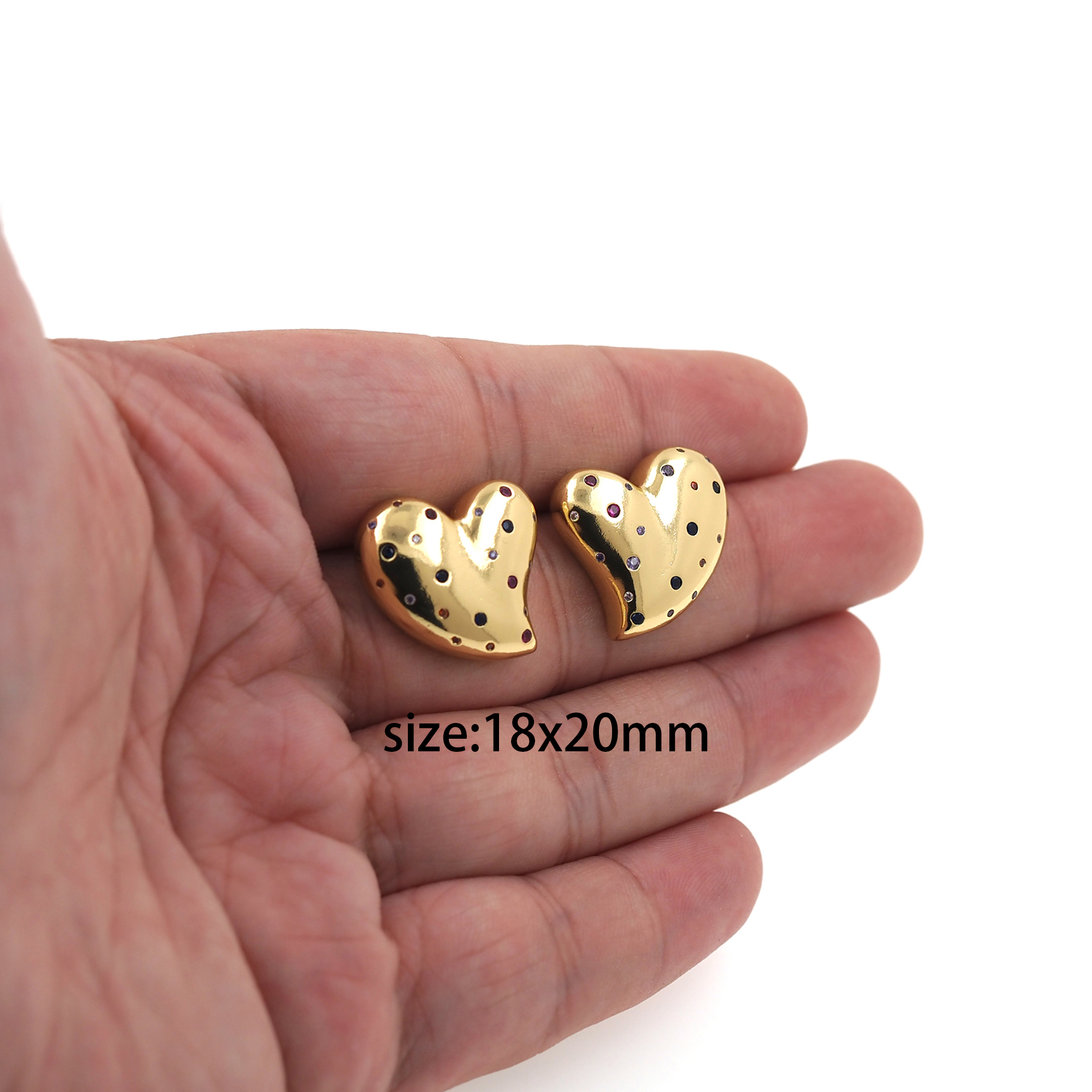 CZ Micro Pave Heart Earrings,18K Gold Filled Heart Stud Earrings,Dainty Earrings,Minimalist Earring,Gift for Wife
