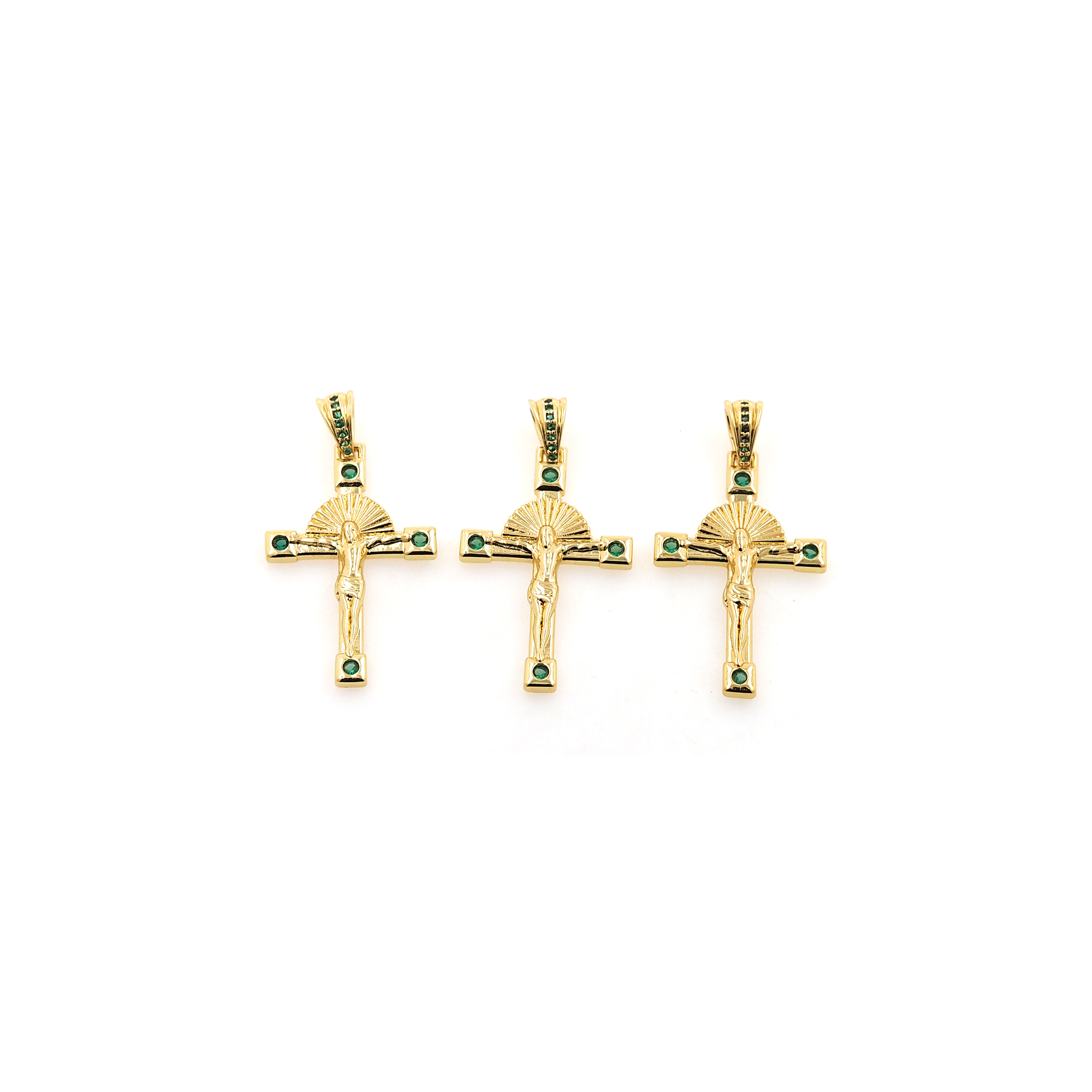 18K Gold Filled Cross Pendant,CZ Micro Pave Religious Charm Earrings Necklace for DIY Jewelry Making Supply