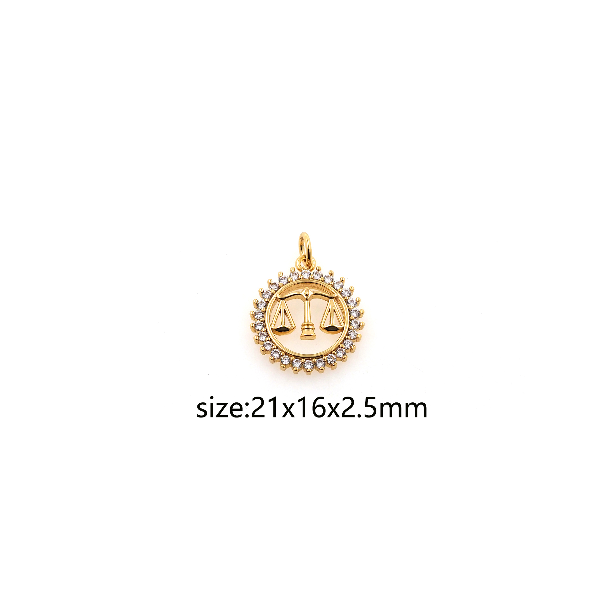 18K Gold Filled Libra Connector,Zodiac Charm,CZ Micro Pave Libra Earrings Necklace for DIY Jewelry Making Supply