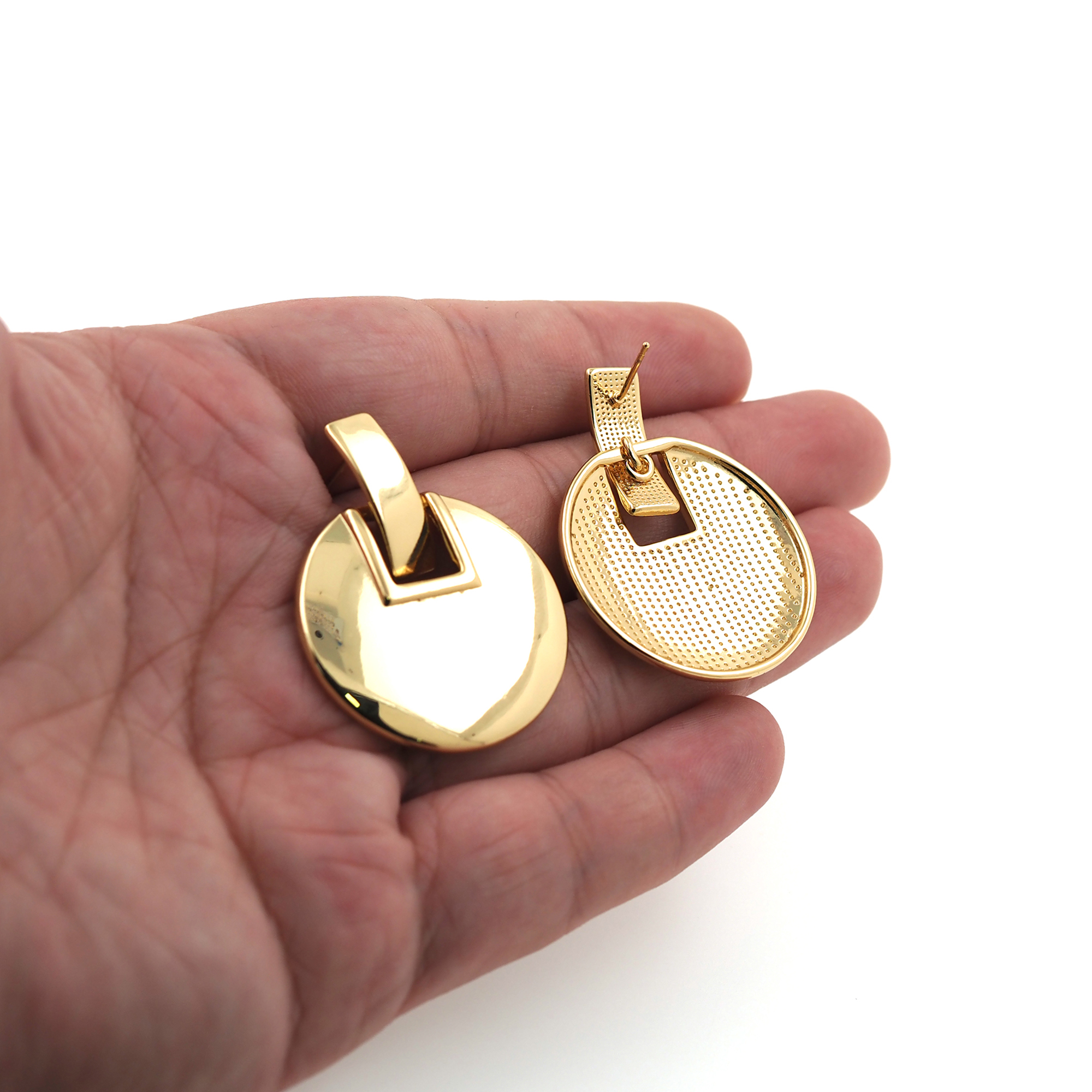 Disc Earrings,18K Gold Filled Round Stud Earrings,Dangle Earring,Dainty Earrings,Minimalist Earring,Gift for Wife