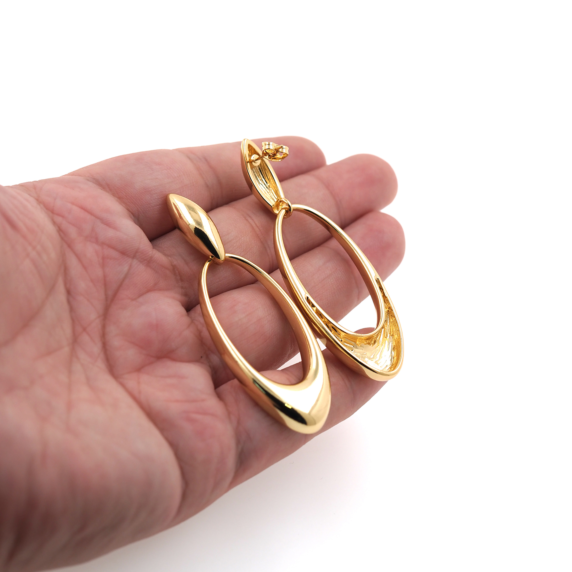 18K Gold Filled Oval Stud Earrings,Dangle Earring,Oval Earrings,Line Earrings,Minimalist Earring,Gift for Wife