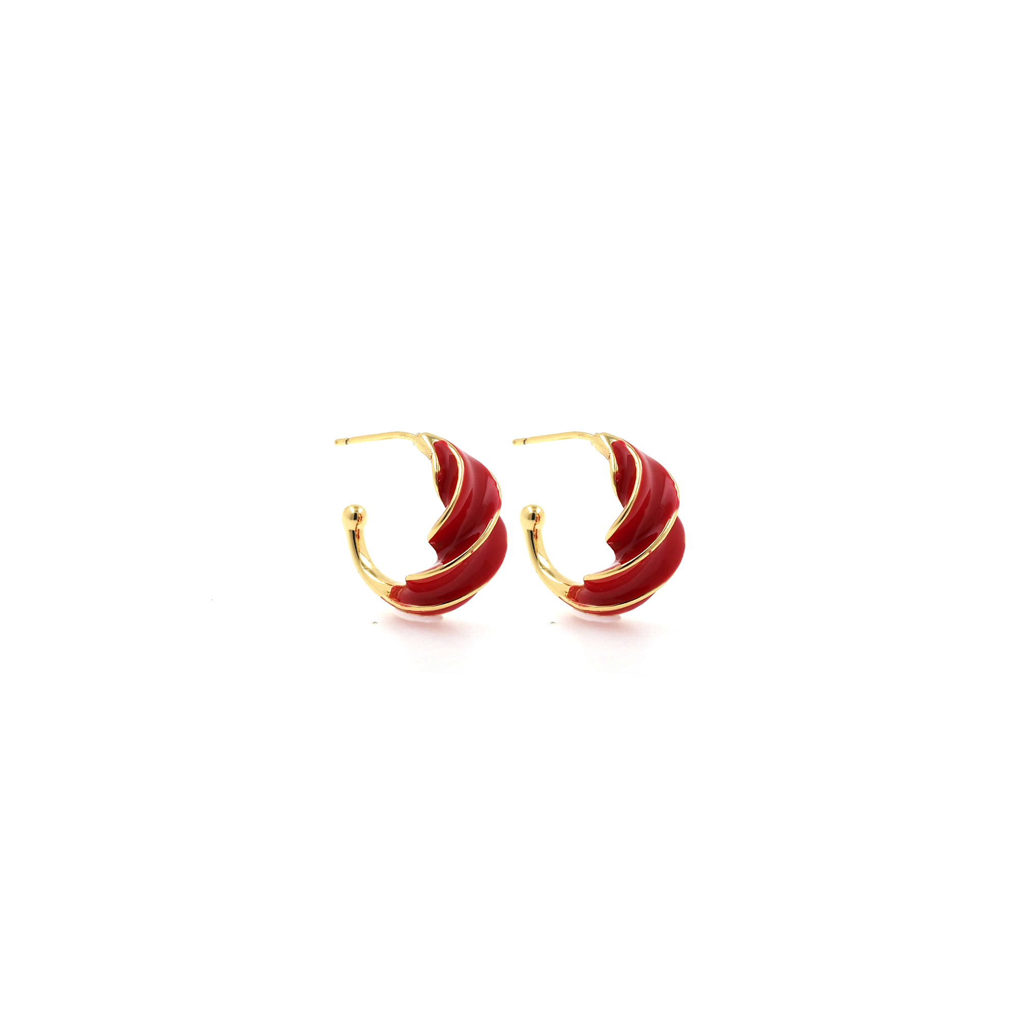 18K Gold Filled Twist Hoop Earrings,Dainty Earrings,Enamel Twisted Hoops,Gold Hoops Huggie,Minimalist Earrings