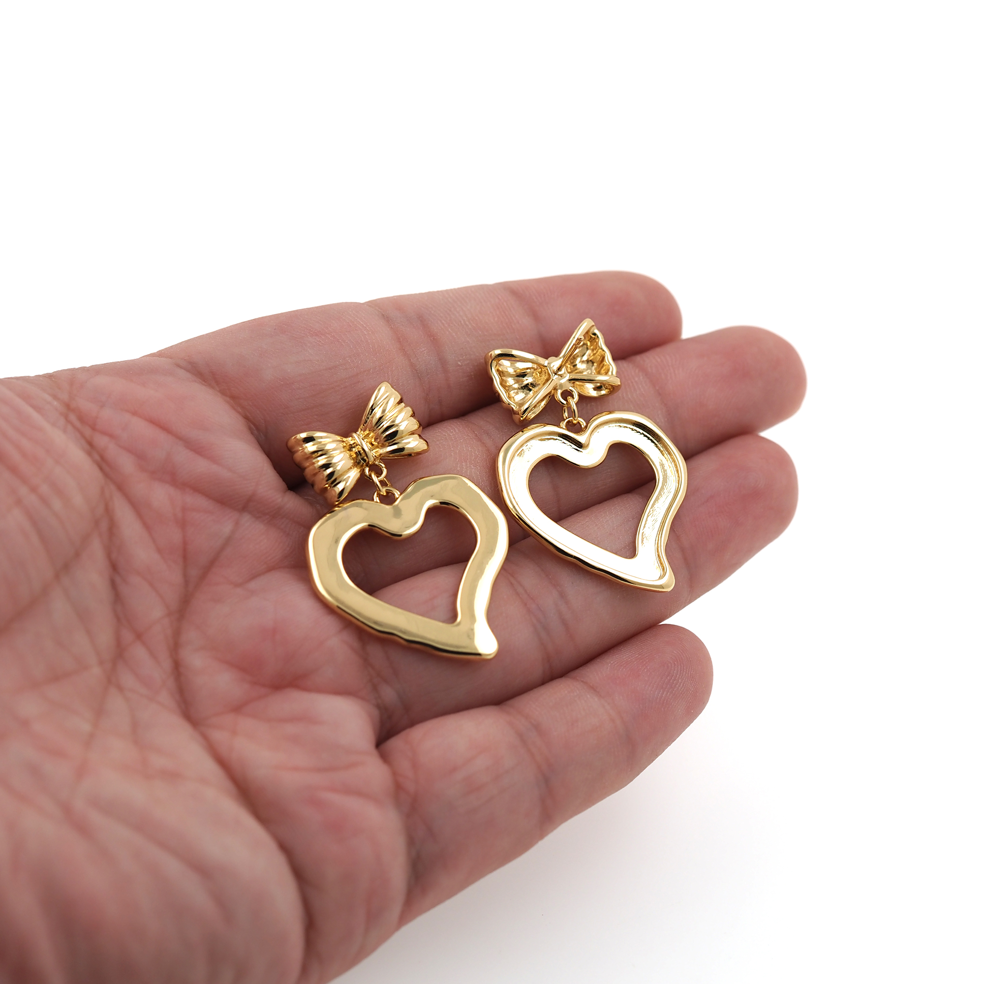 18K Gold Filled Bow Stud Earrings,Dangle Earring,Heart Bow Earrings,Dainty Earrings,Minimalist Earring,Gift for Wife