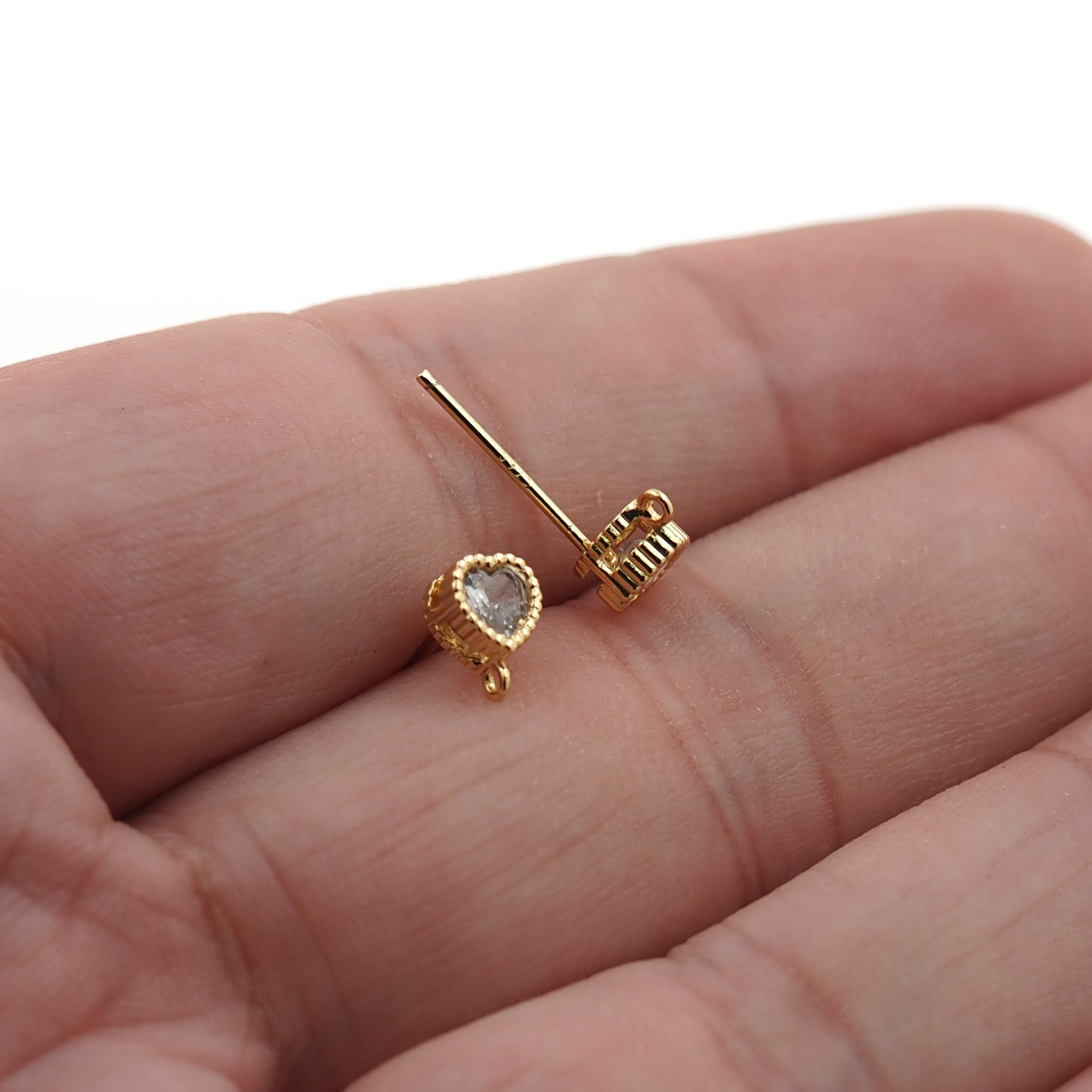 18K Gold Filled Heart Stud Earrings,Dainty Earrings,Minimalist Earring,DIY Jewelry Making Supply