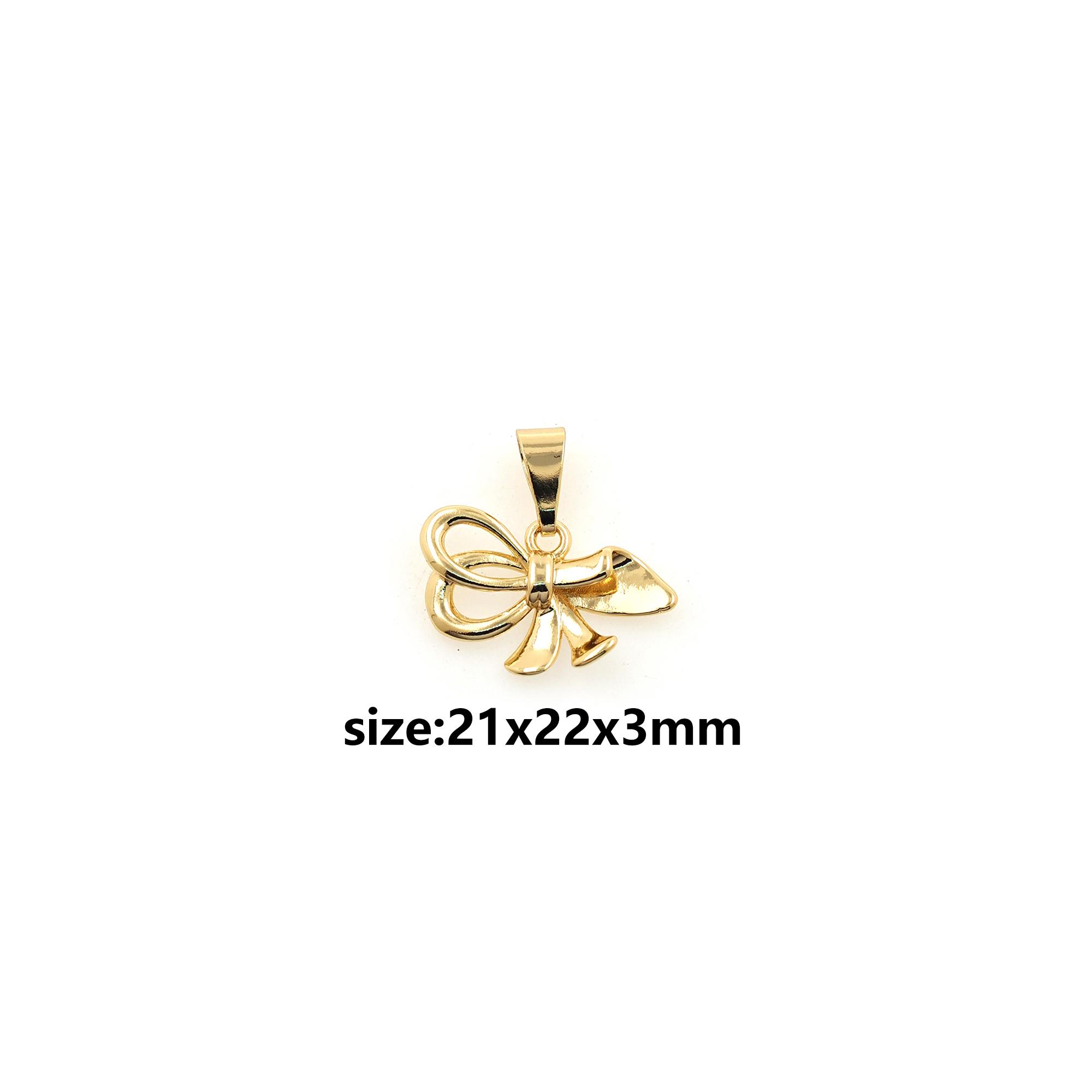 Dainty Bow Charm,18K Gold Filled Bow Pendant Earrings Necklace for DIY Jewelry Making Supply
