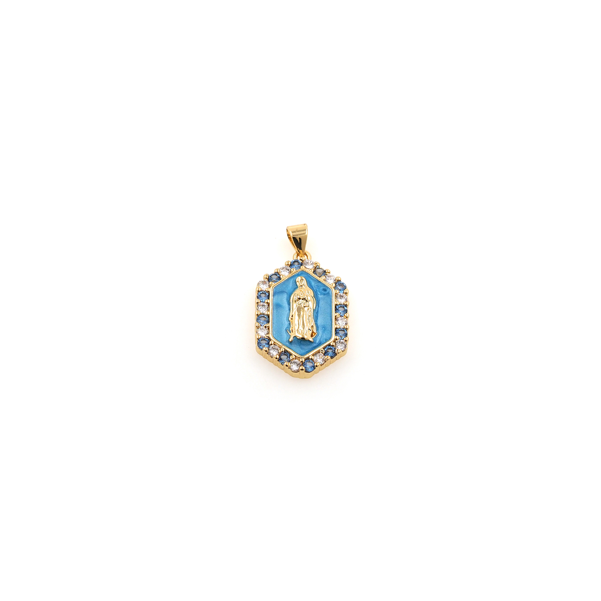 Enamel Virgin Mary Pendant,18K Gold Filled Religious Chamr,Maria Earrings Necklace for DIY Jewelry Making Supply