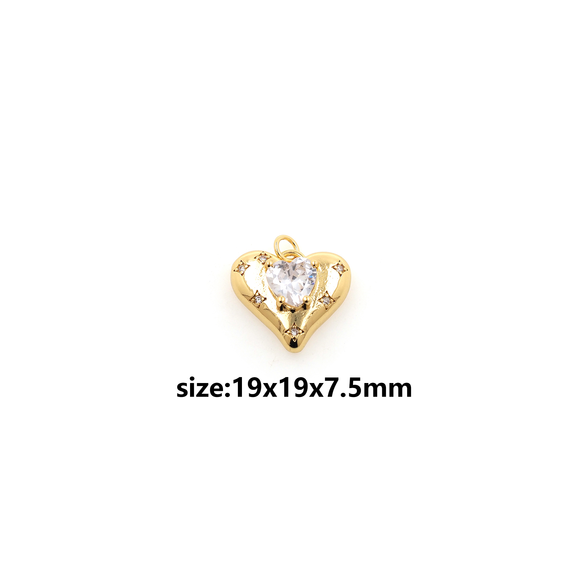 18K Gold Filled Heart Pendant,CZ Micro Pave Heart Charm Earrings Necklace for DIY Jewelry Making Supply