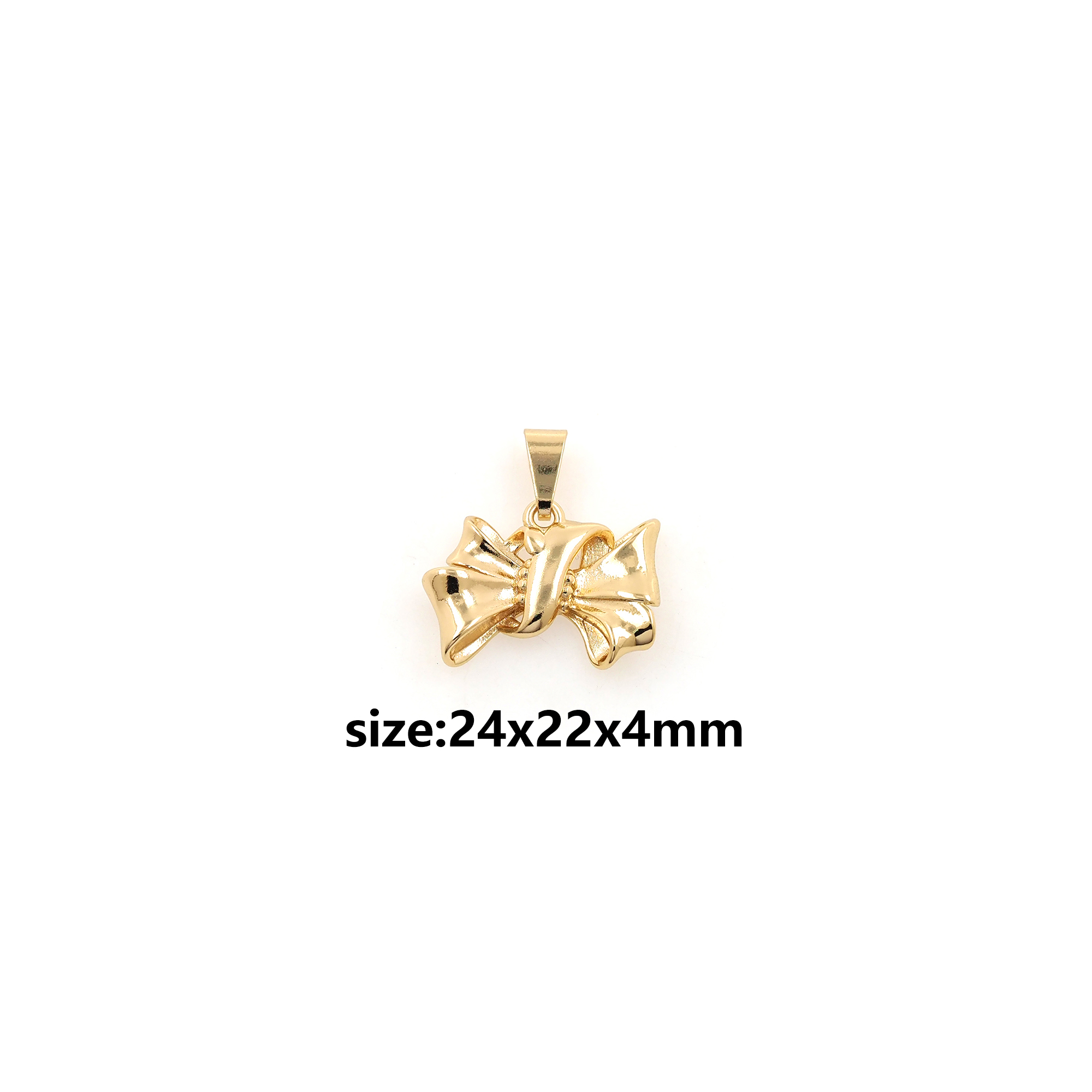 Dainty Bow Charm,18K Gold Filled Bow Pendant Earrings Necklace for DIY Jewelry Making Supply