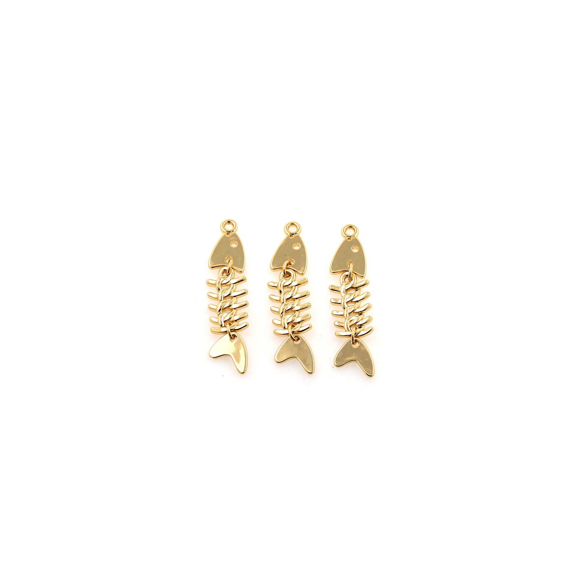 18K Gold Filled Fish Hone Pendant,Dainty Fish Hone Charm Earrings Necklace for DIY Jewelry Making Supply