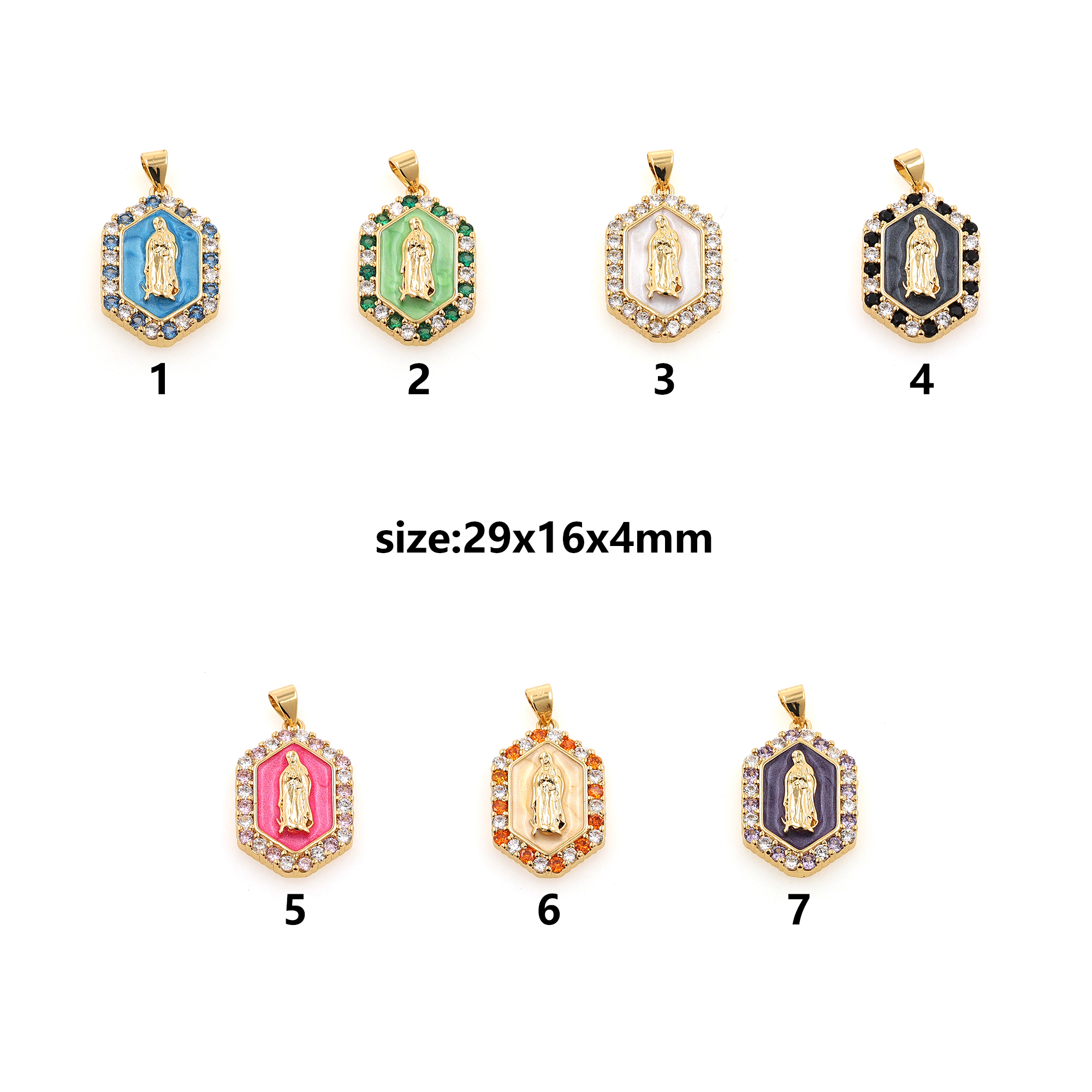 Enamel Virgin Mary Pendant,18K Gold Filled Religious Chamr,Maria Earrings Necklace for DIY Jewelry Making Supply