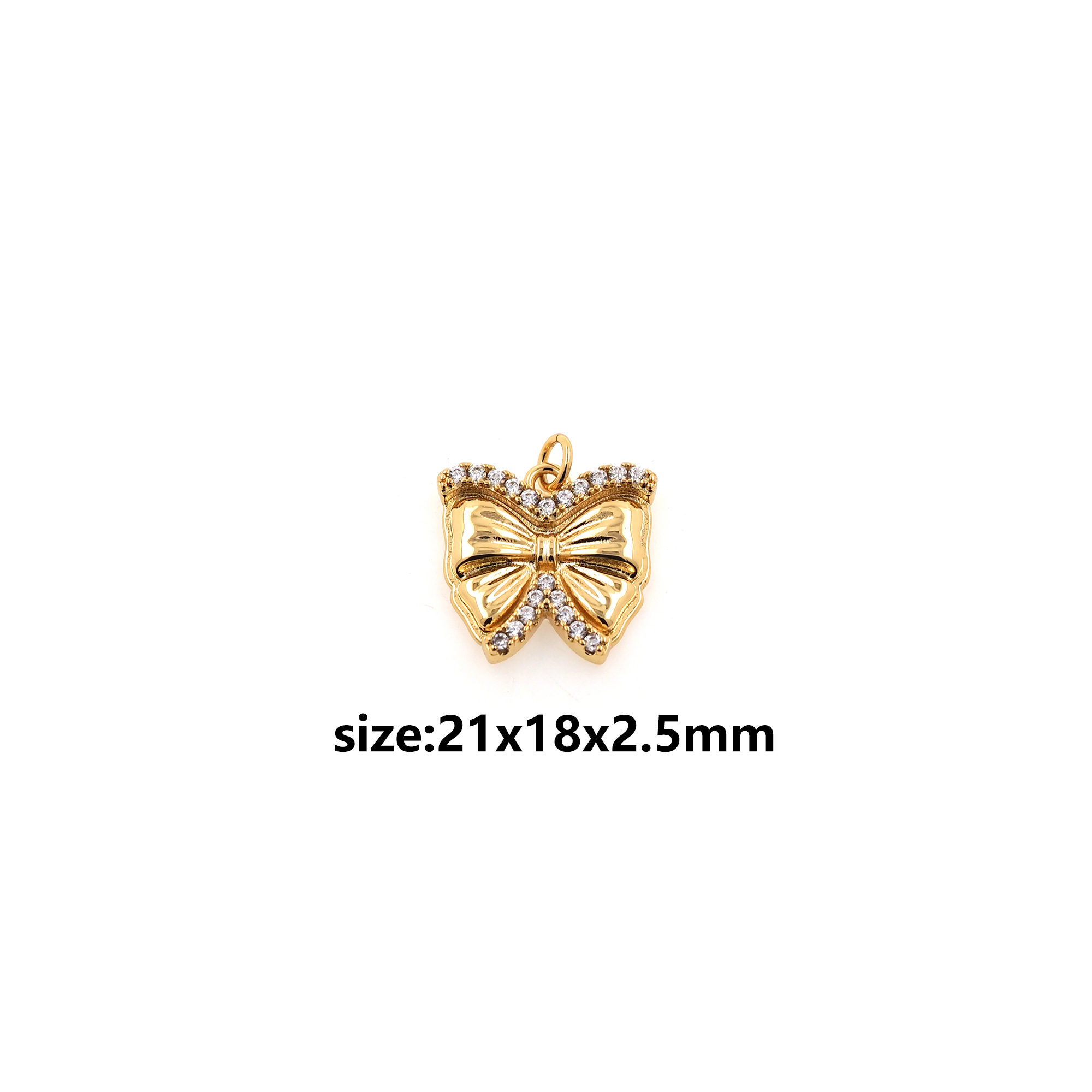 CZ Bow Charm,18K Gold Filled Bow Pendant Earrings Necklace for DIY Jewelry Making Supply