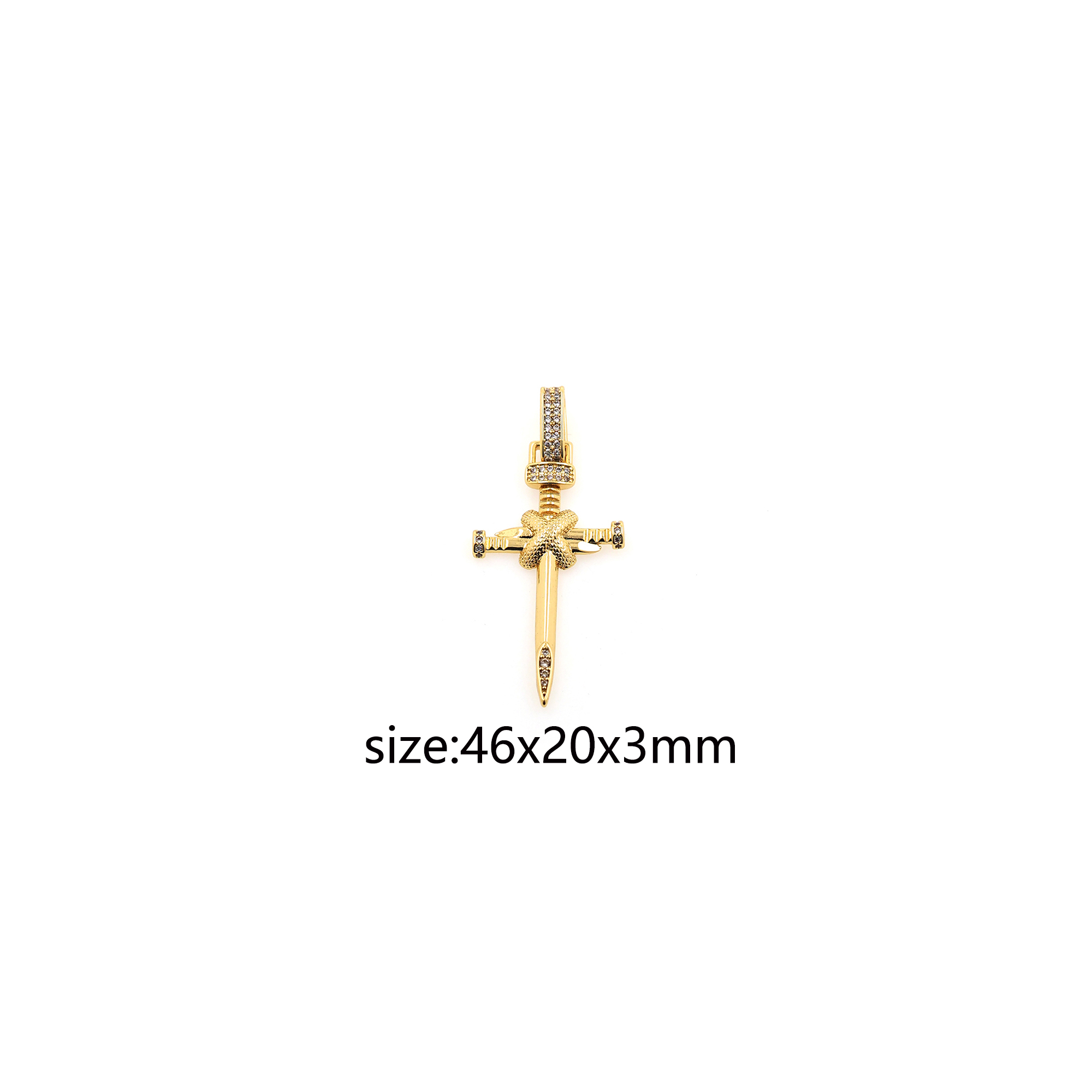 18K Gold Filled Cross Pendant,CZ Micro Pave Religious Charm Earrings Necklace for DIY Jewelry Making Supply