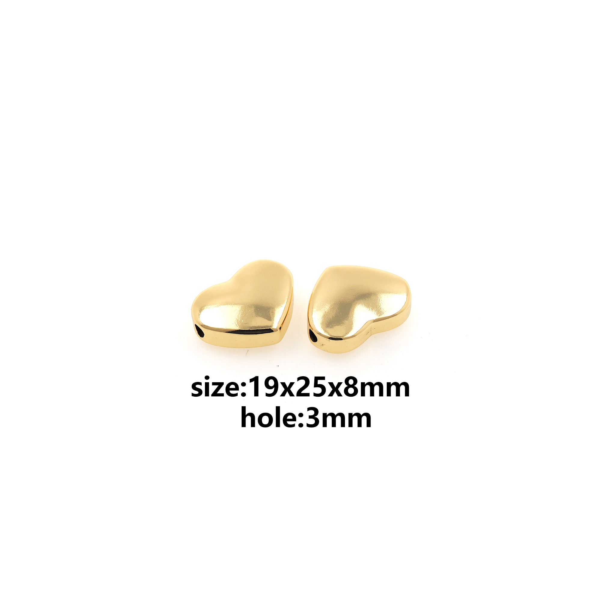 18K Gold Filled Heart Spacer Beads,Heart Bead for Bracelet Jewelry Necklace Making Supply