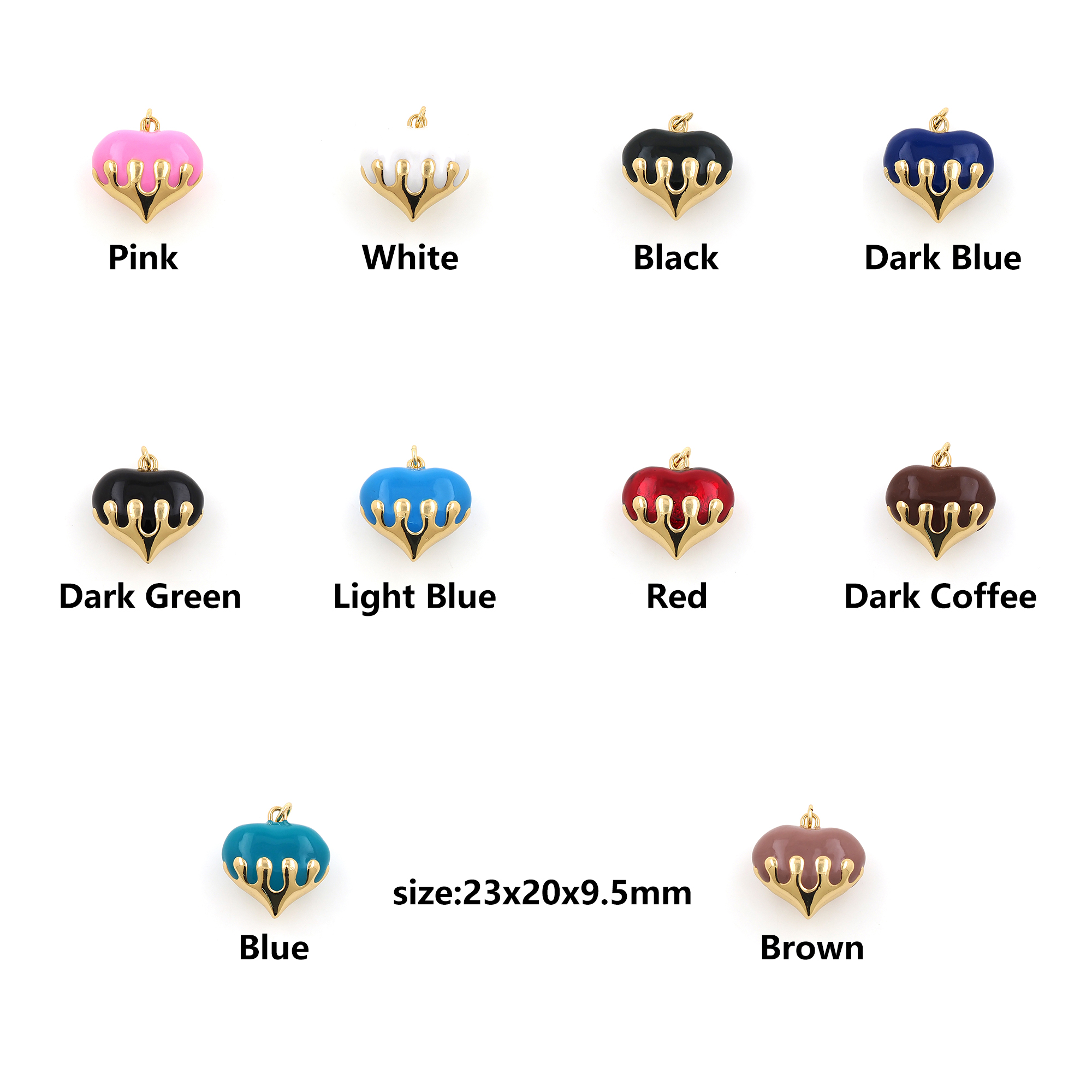 Enamel Heart Jewelry,18K Gold Filled Heart Pendant,Love Heart Charm Earrings Necklace for DIY Jewelry Making Supply