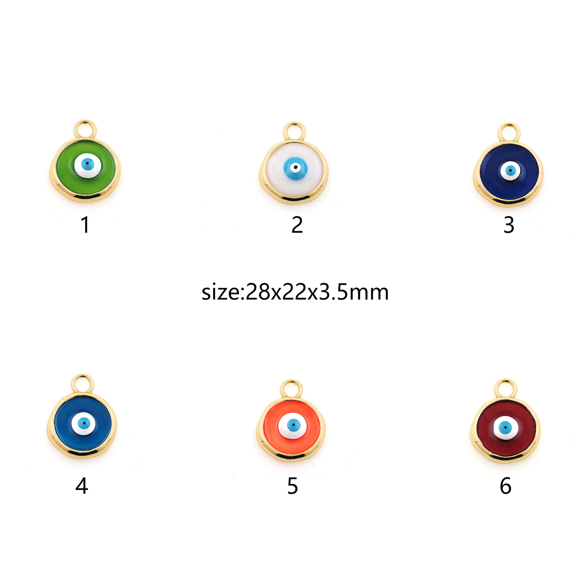 Enamel Evil Eye Charm,18K Gold Filled Evil Eye Pendant,Amulet Earrings Necklace for DIY Jewelry Making Supply