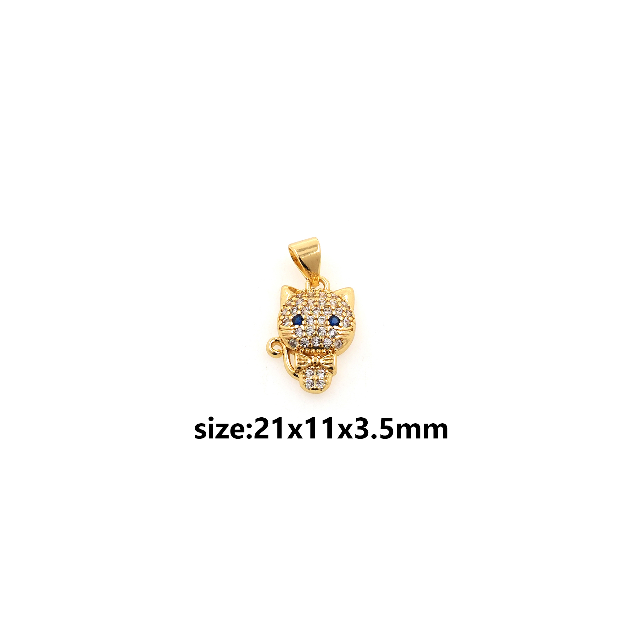 CZ Micro Pave Animal Pendant,18K Gold Filled Cat Charm Earrings Necklace for DIY Jewelry Making Supply