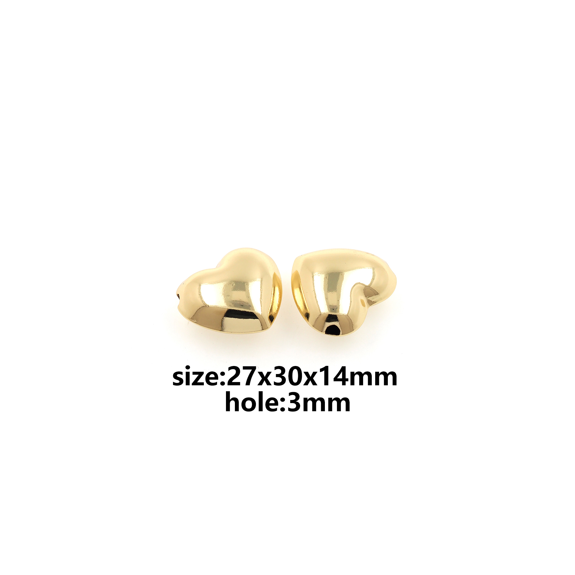 18K Gold Filled Heart Spacer Beads,Puffed Heart Bead for Bracelet Jewelry Necklace Making Supply