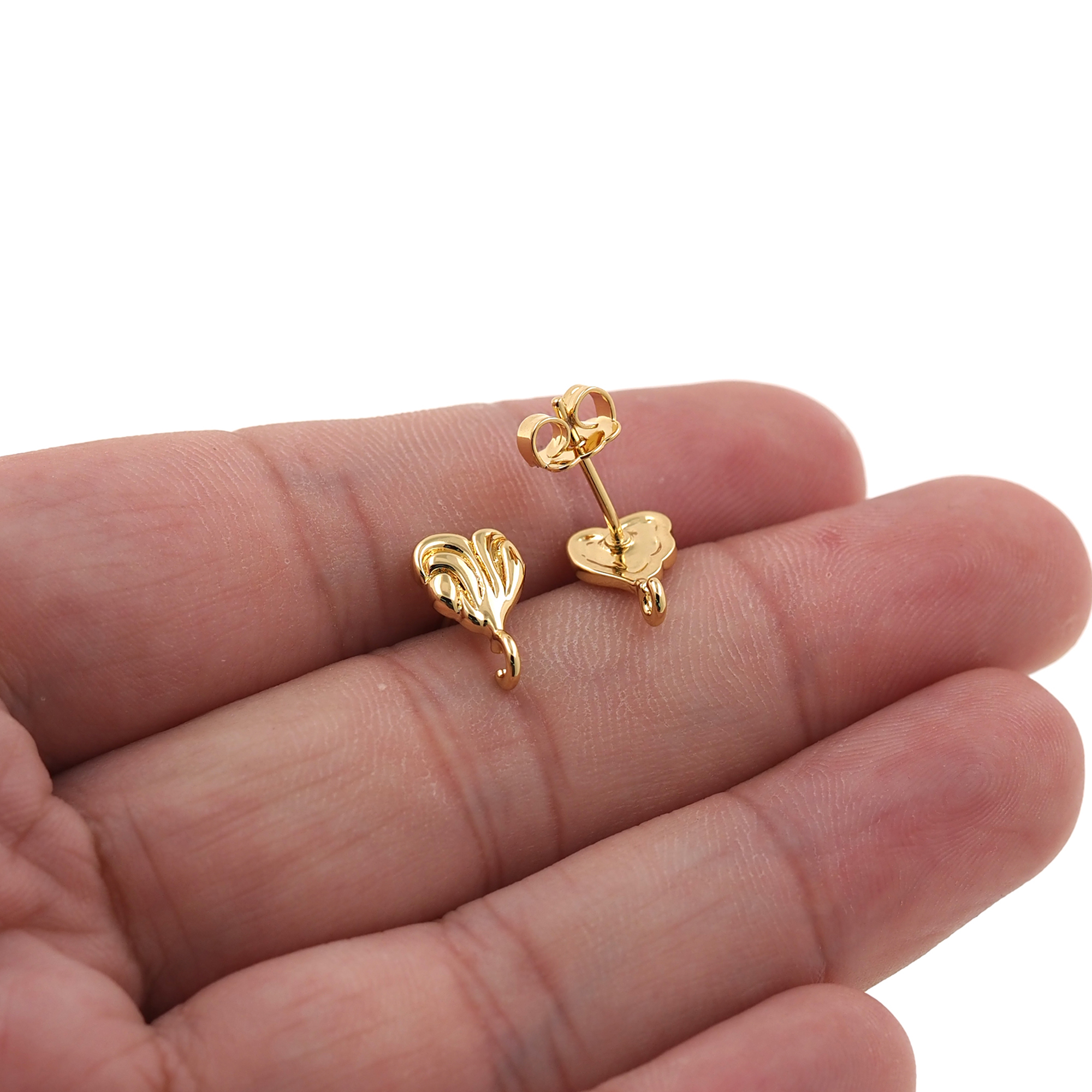 18K Gold Filled Heart Stud Earrings,Dainty Earrings,Minimalist Earring,DIY Jewelry Making Supply