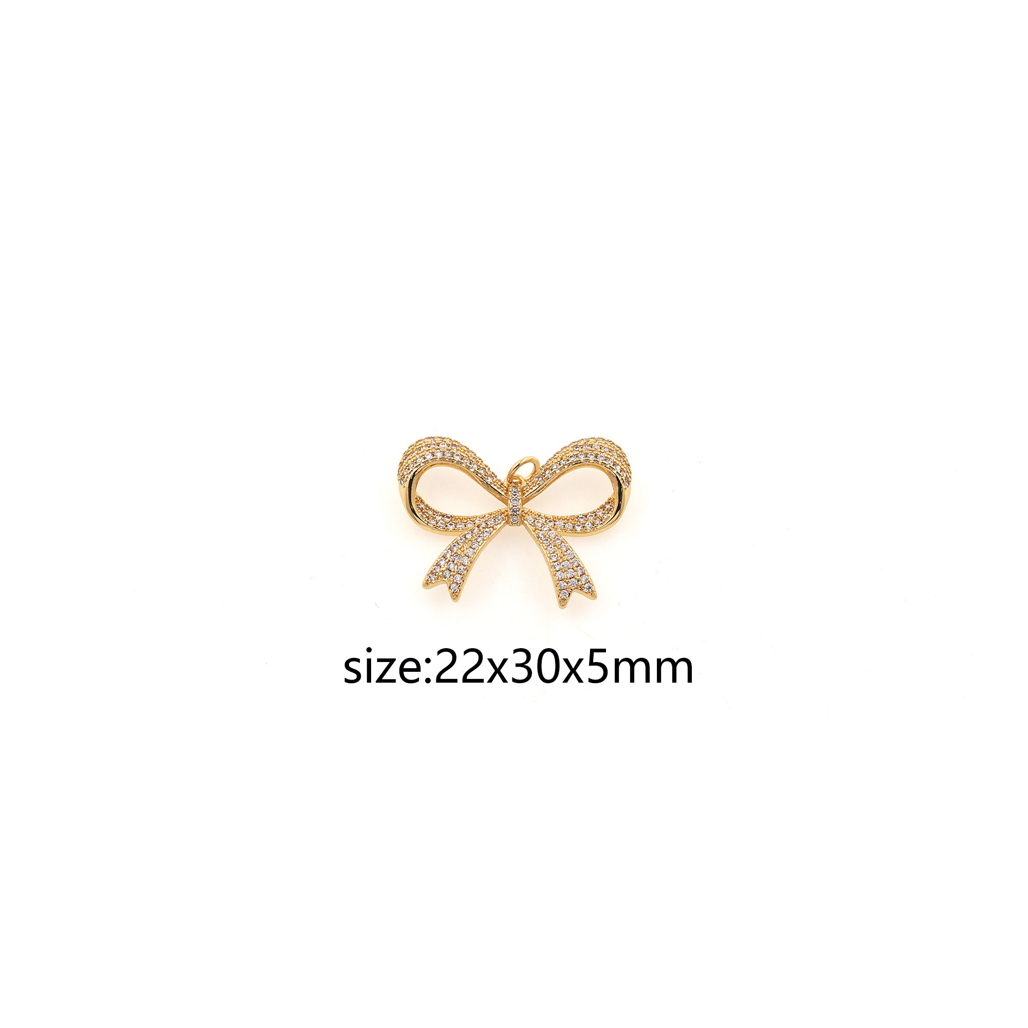 CZ Micro Pave Bow Charm,18K Gold Filled Bow Pendant Earrings Necklace for DIY Jewelry Making Supply