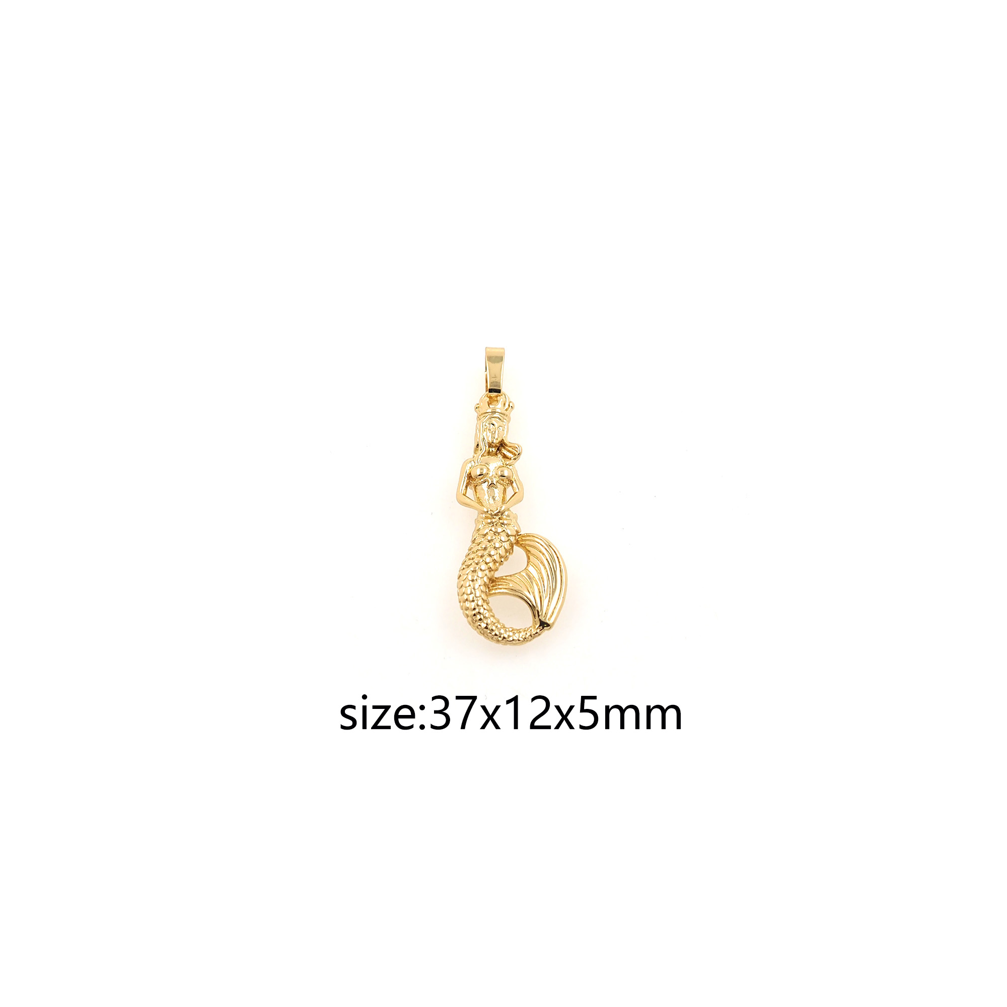 18K Gold Filled Mermaid Pendant,Dainty Mermaid Charm Earrings Necklace for DIY Jewelry Making Supply