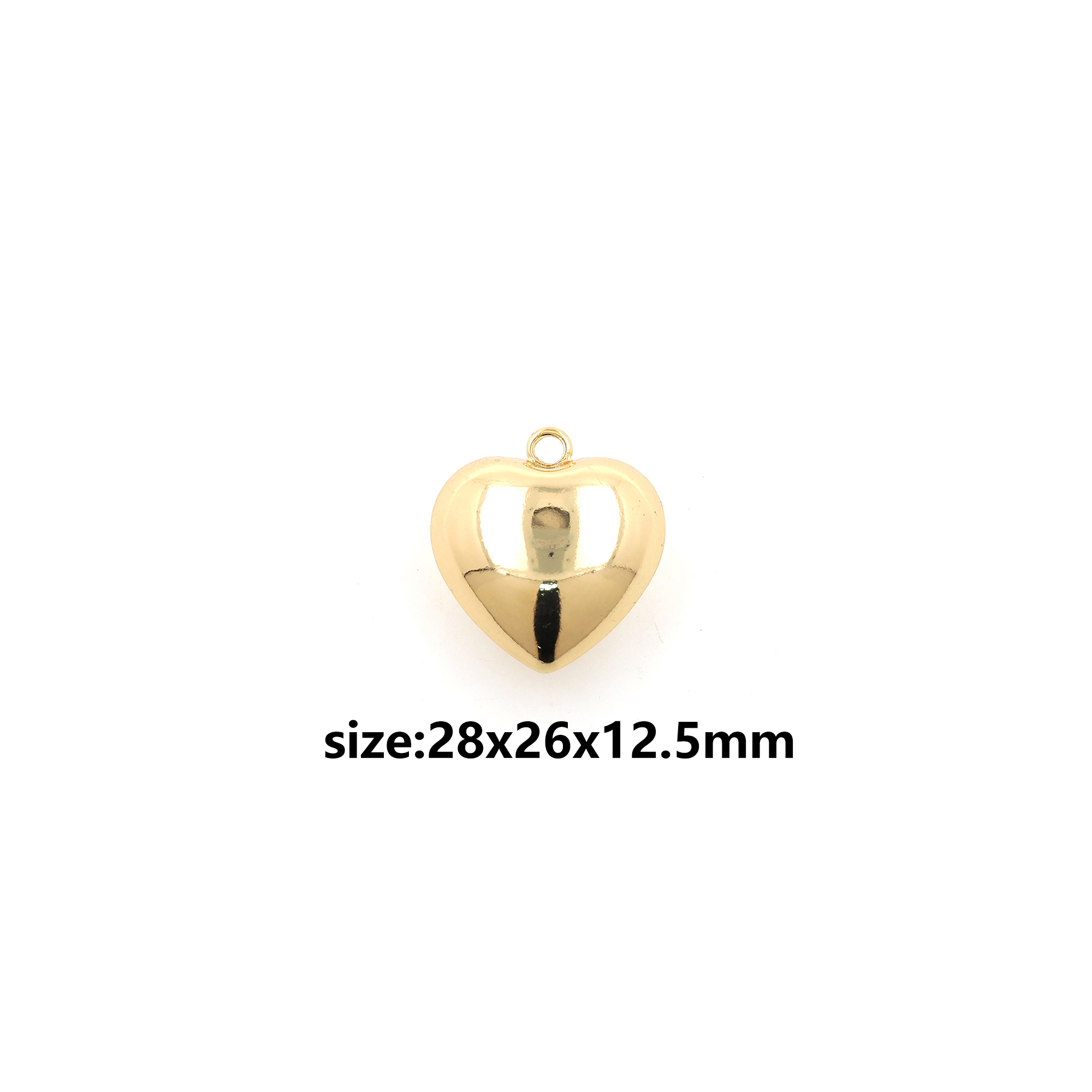 18K Gold Filled Heart Pendant,Puffed Heart Charm Earrings Necklace for DIY Jewelry Making Supply