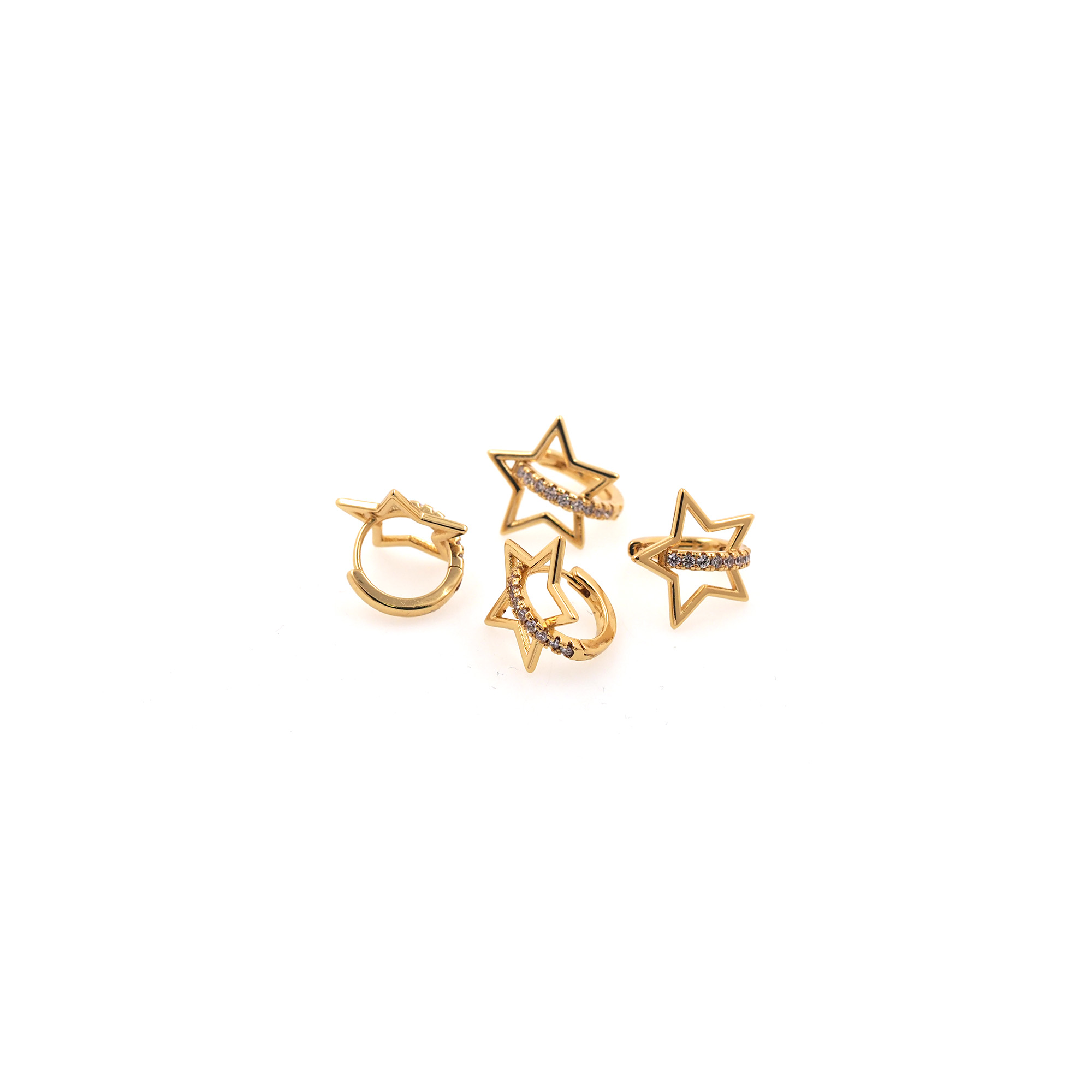 18K Gold Filled Star Hoop Earrings,Dainty Zirconia Earrings,Gold Celestial Hoops,Dainty CZ Hoops Huggie