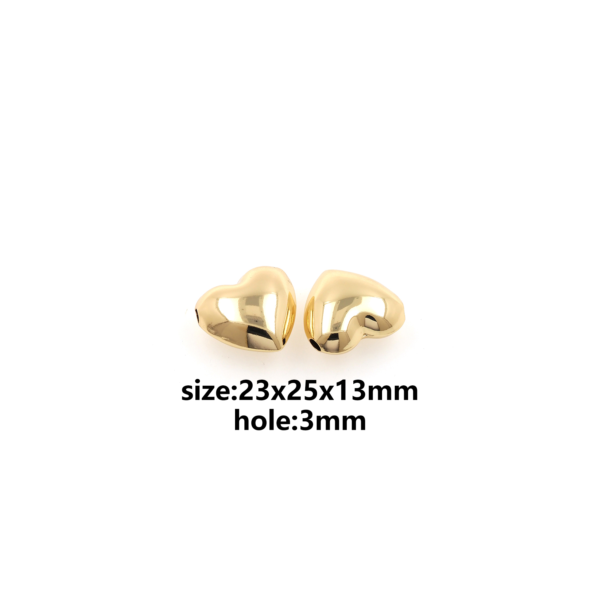 18K Gold Filled Heart Spacer Beads,Dainty Puffed Heart Bead for Bracelet Jewelry Necklace Making Supply