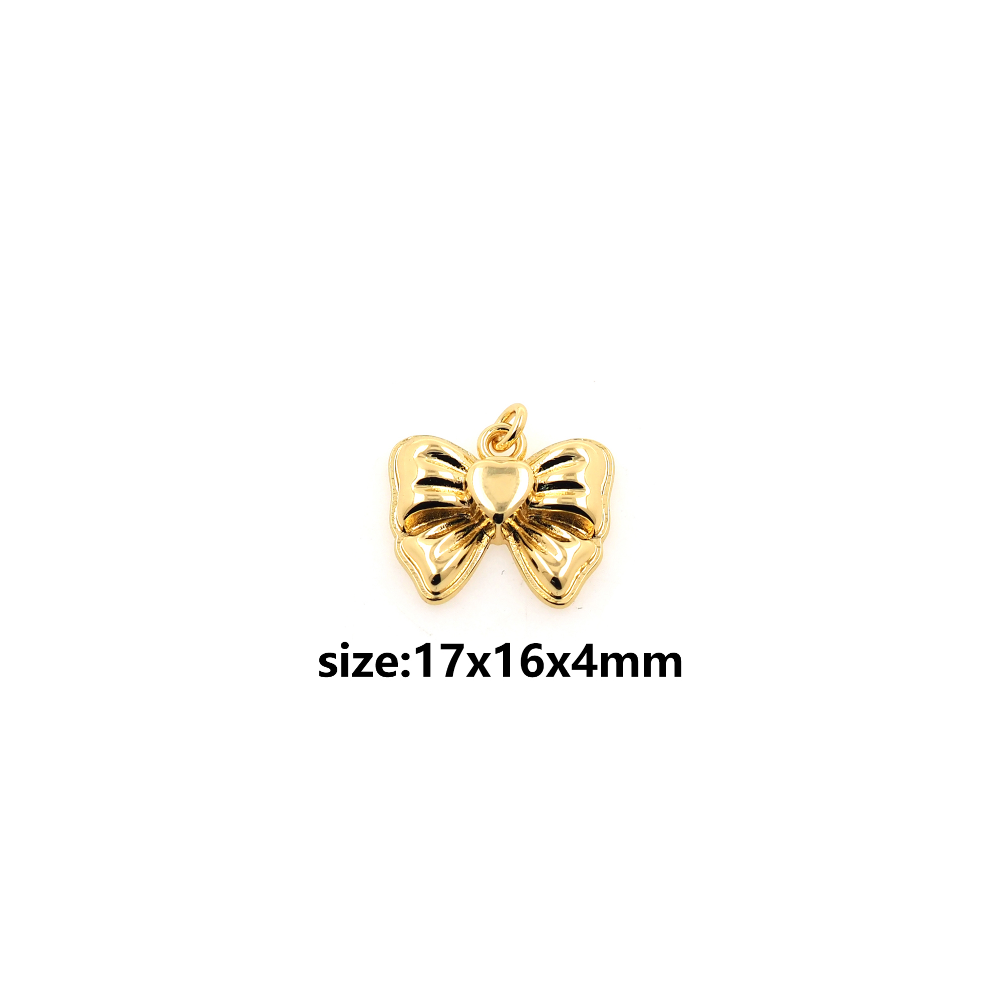 Dainty Bow Charm,18K Gold Filled Bow Pendant Earrings Necklace for DIY Jewelry Making Supply