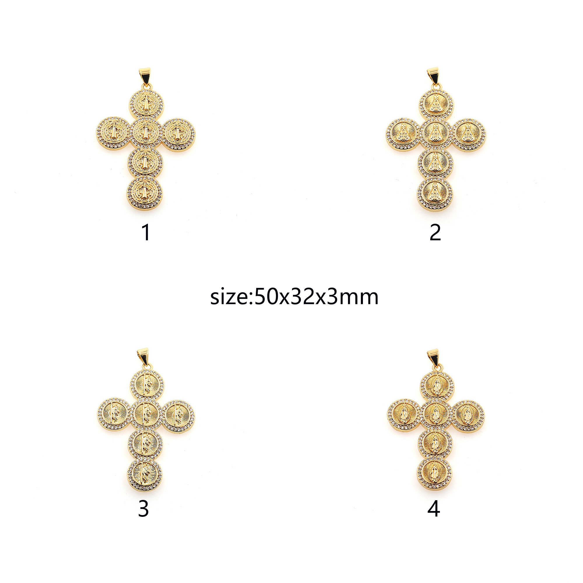 Religious Pendant,18K Gold Filled Cross Charm Earrings Necklace for DIY Jewelry Making Supply